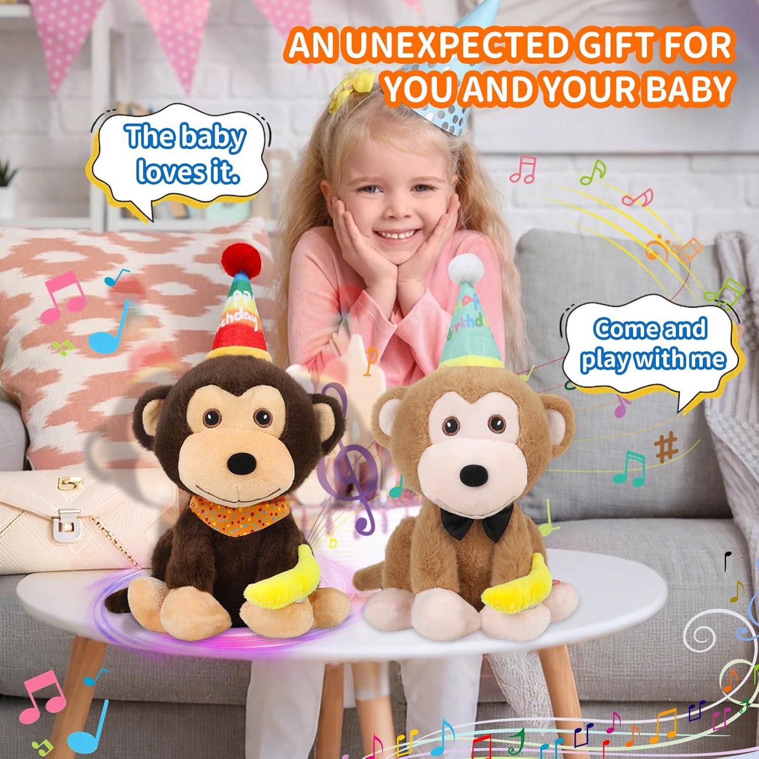 Mono de Peluche Musical Interactivo 30 cm Marrón - Zhong Le Toys