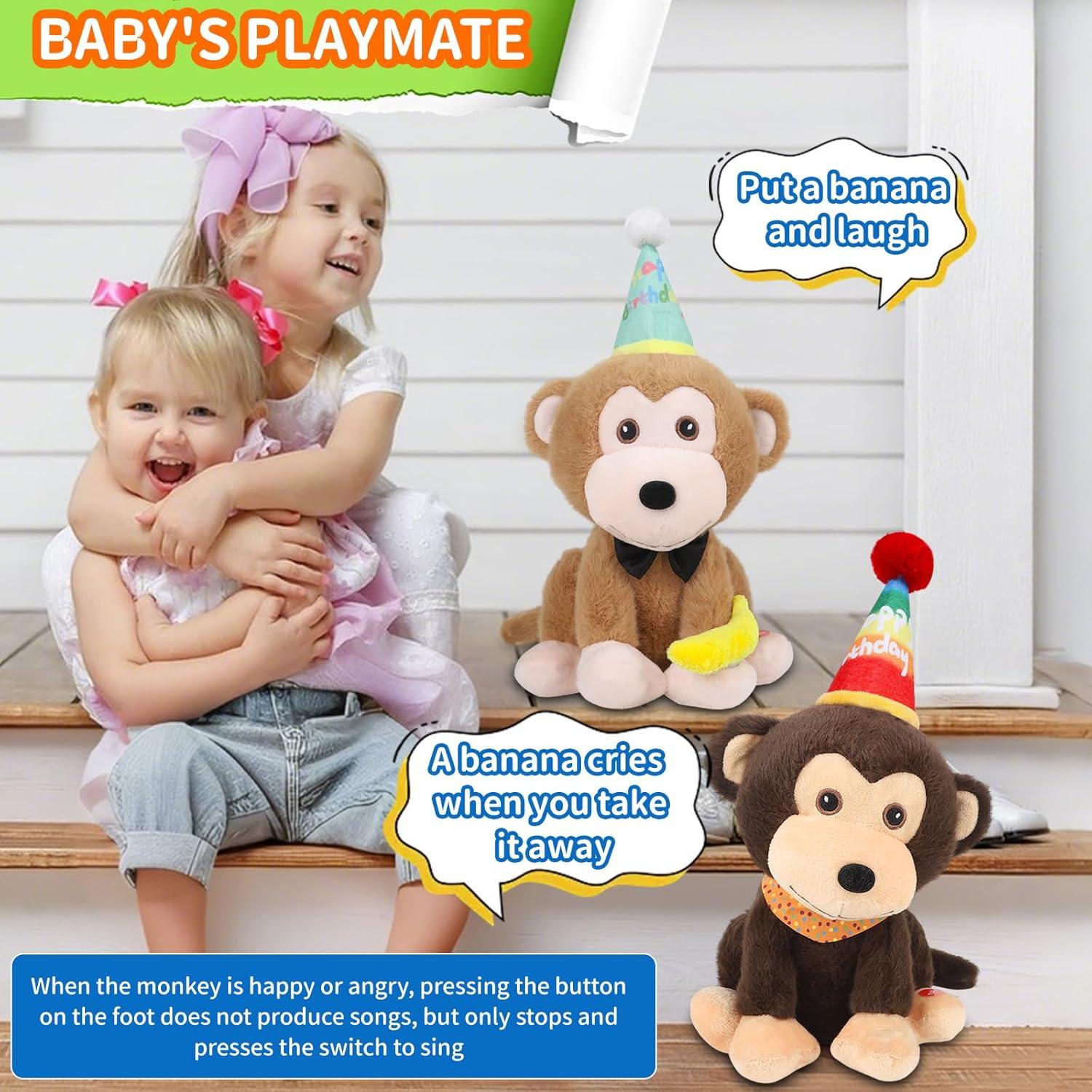 Mono de Peluche Musical Interactivo 30 cm Marrón - Zhong Le Toys