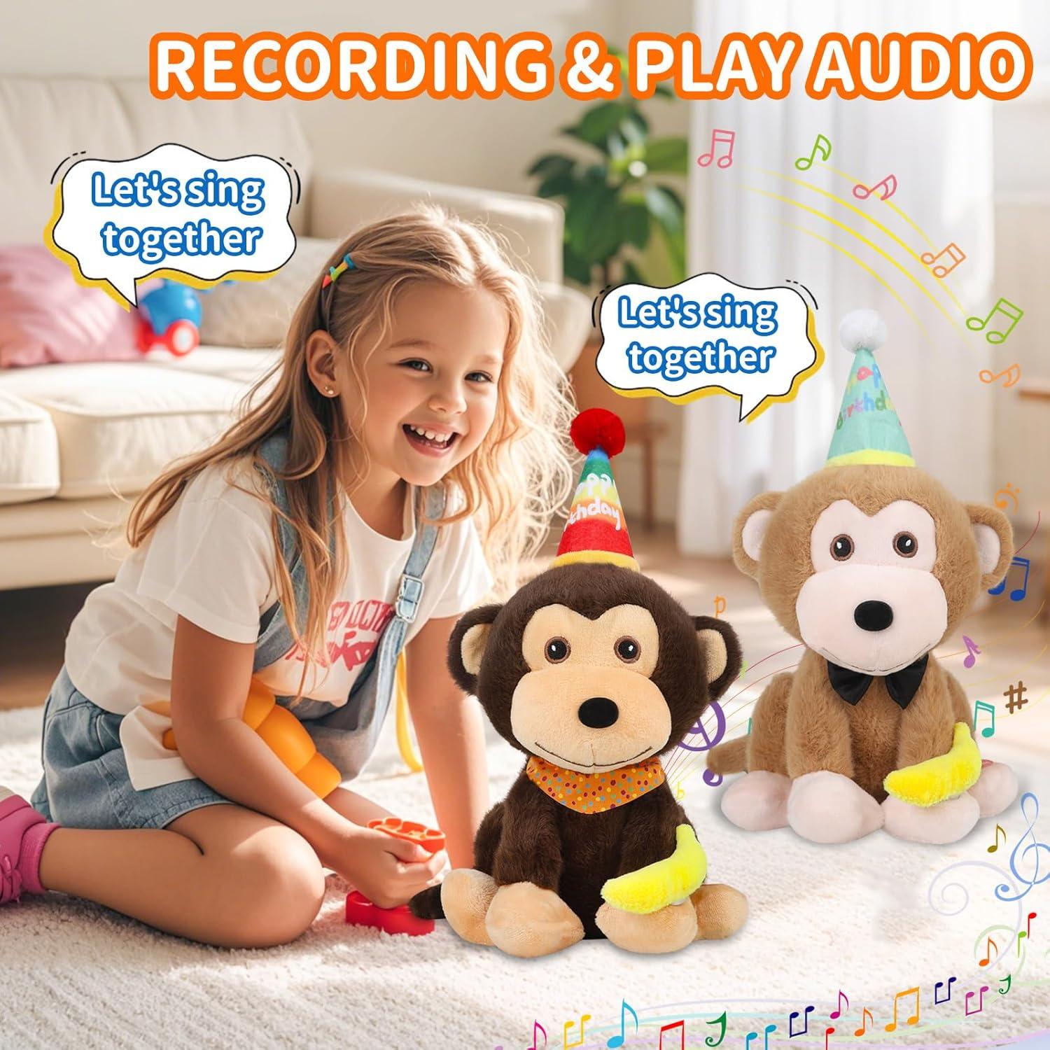 Mono de Peluche Musical Interactivo 30 cm Marrón - Zhong Le Toys