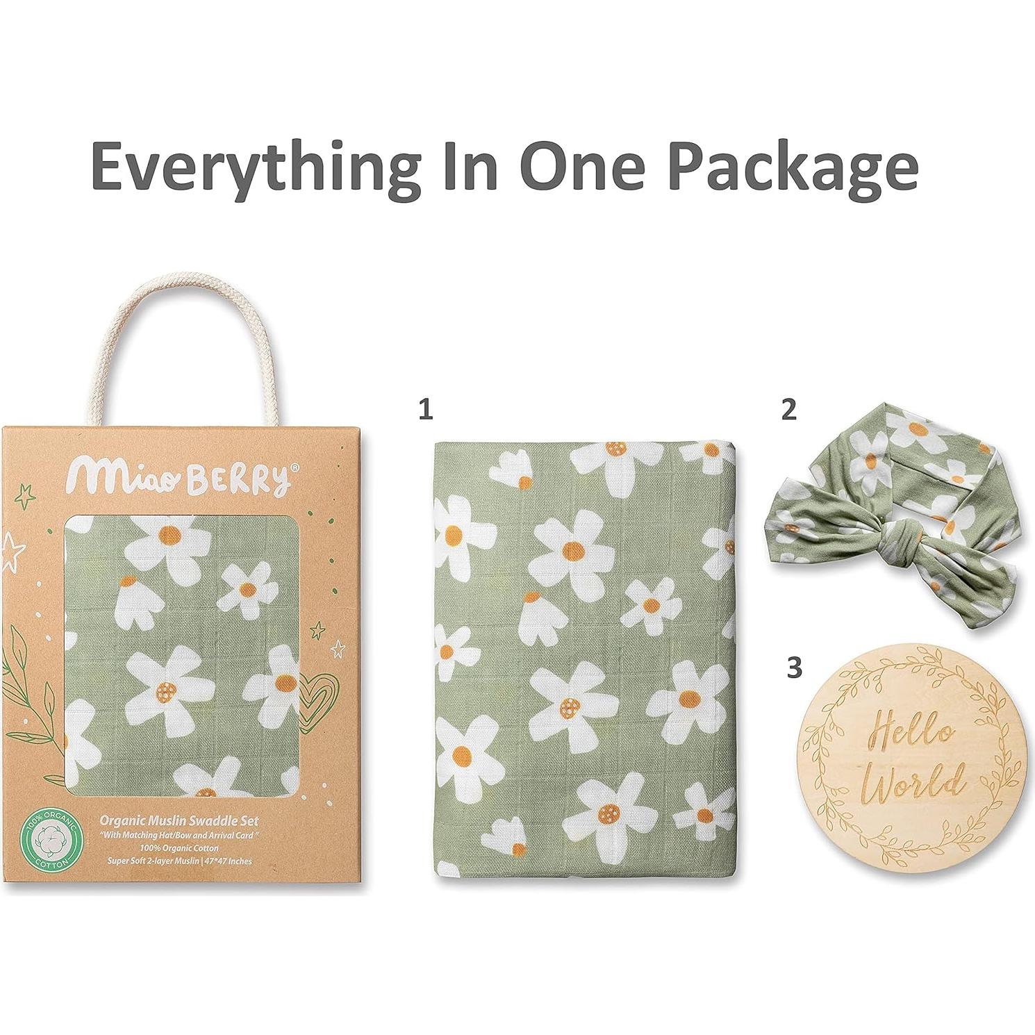 Manta de Muselina Orgánica Miaoberry 119.4x119.4 cm Floral