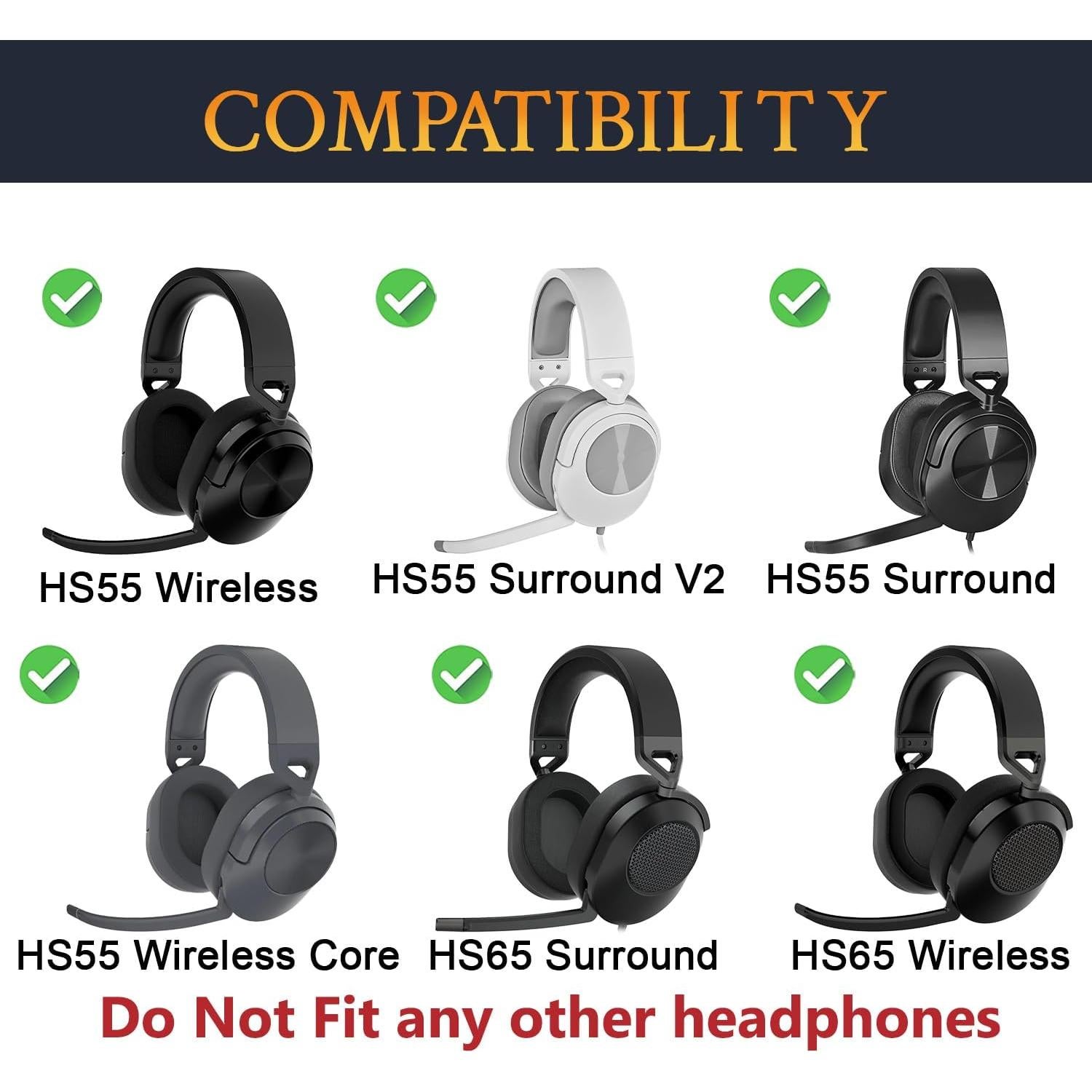 Almohadillas de Reemplazo SOULWIT para Corsair HS65/HS55 - Negro