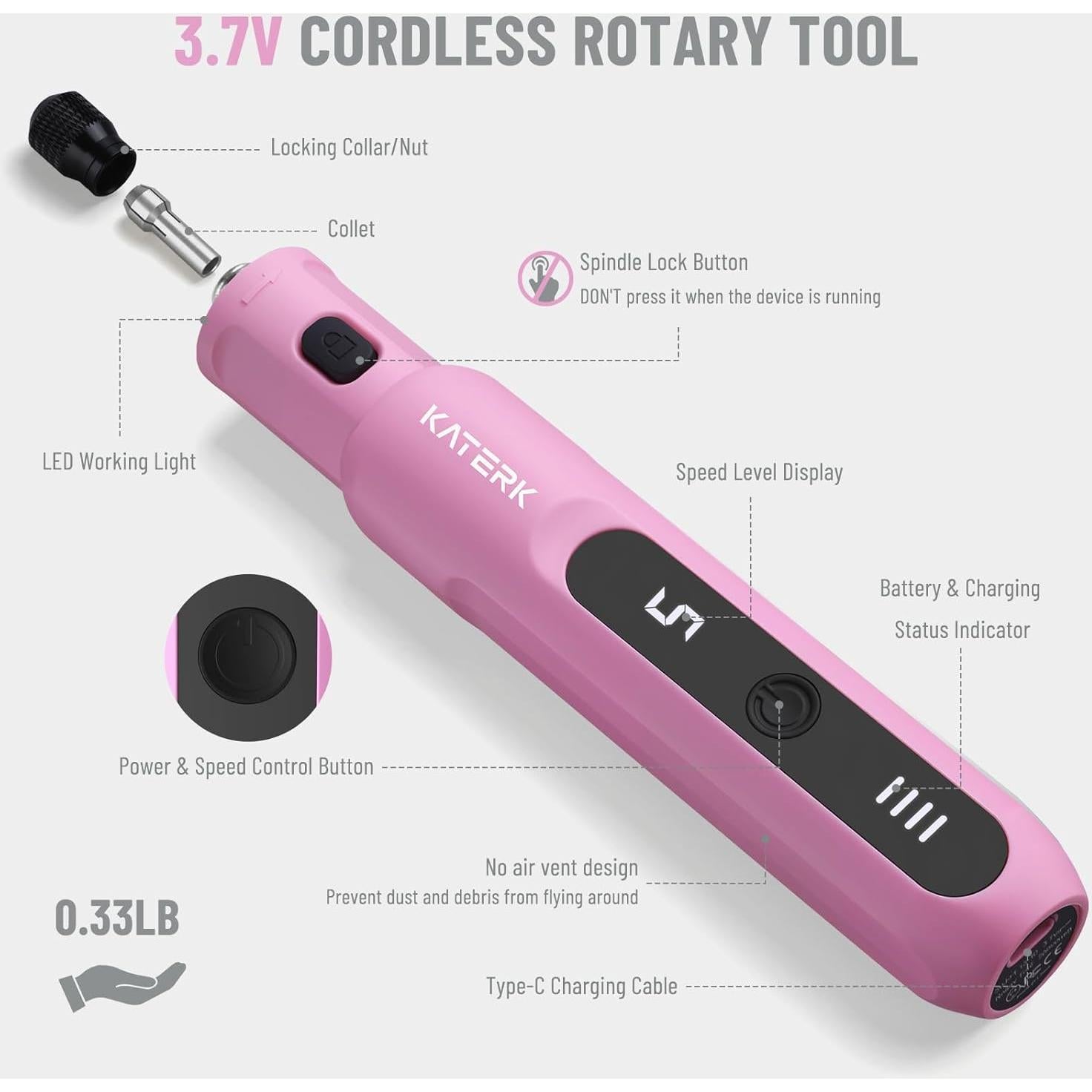 Kit de Herramienta Rotativa Inalámbrica Katerk 3.7V 70 Accesorios