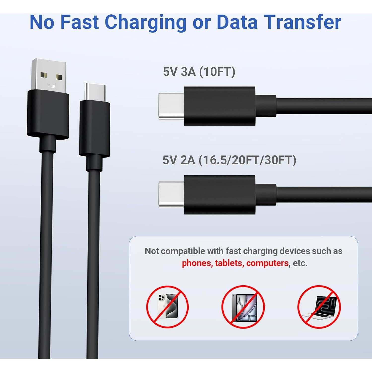 Cable de Carga USB A a C Basesailor 3m 2Pack para Juegos y Cámaras