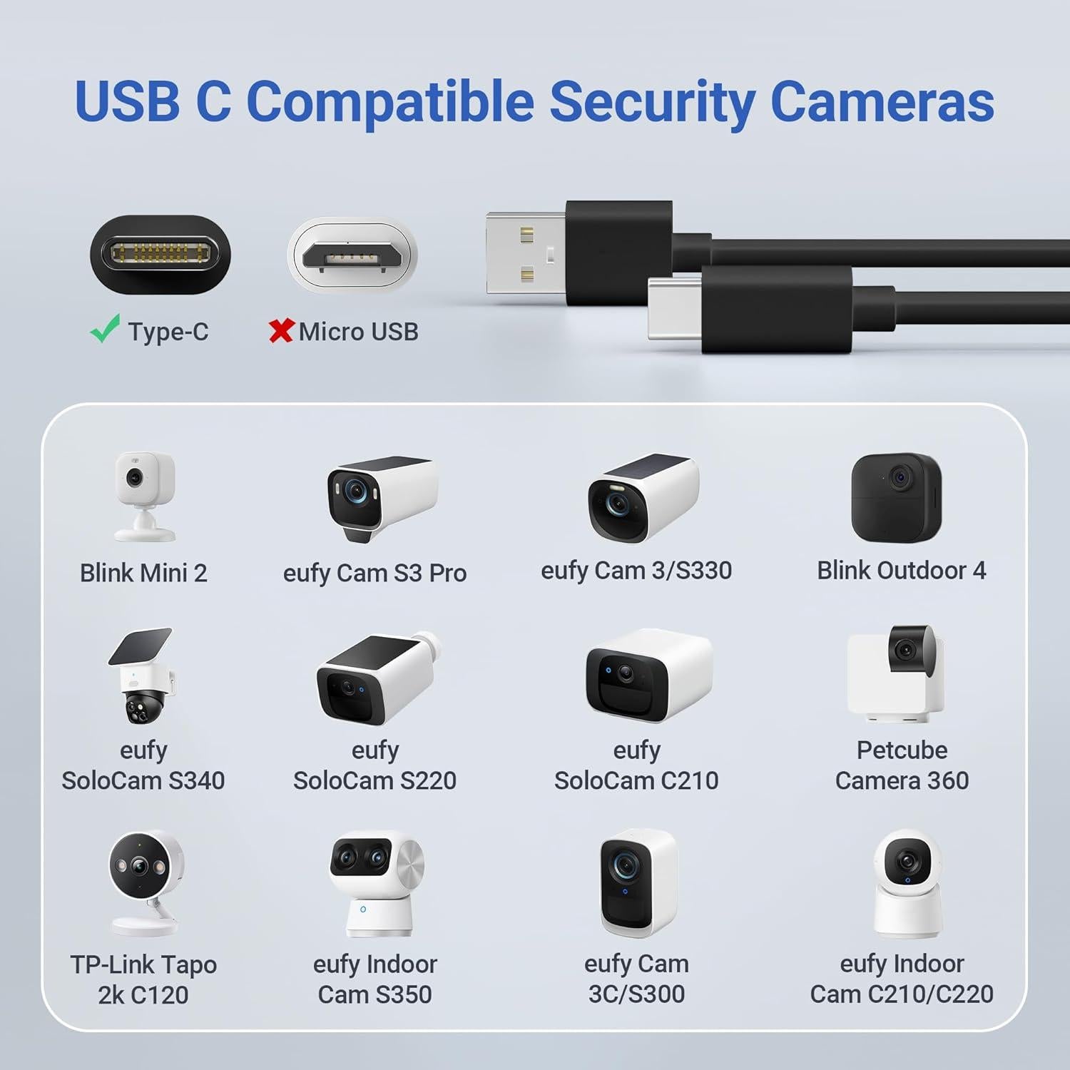 Cable de Carga USB A a C Basesailor 3m 2Pack para Juegos y Cámaras