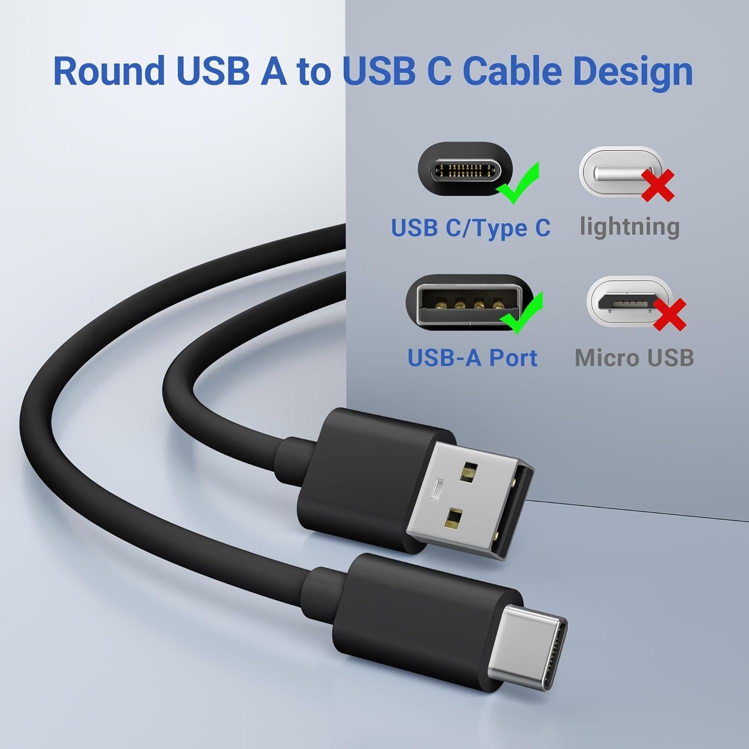 Cable de Carga USB A a C Basesailor 3m 2Pack para Juegos y Cámaras