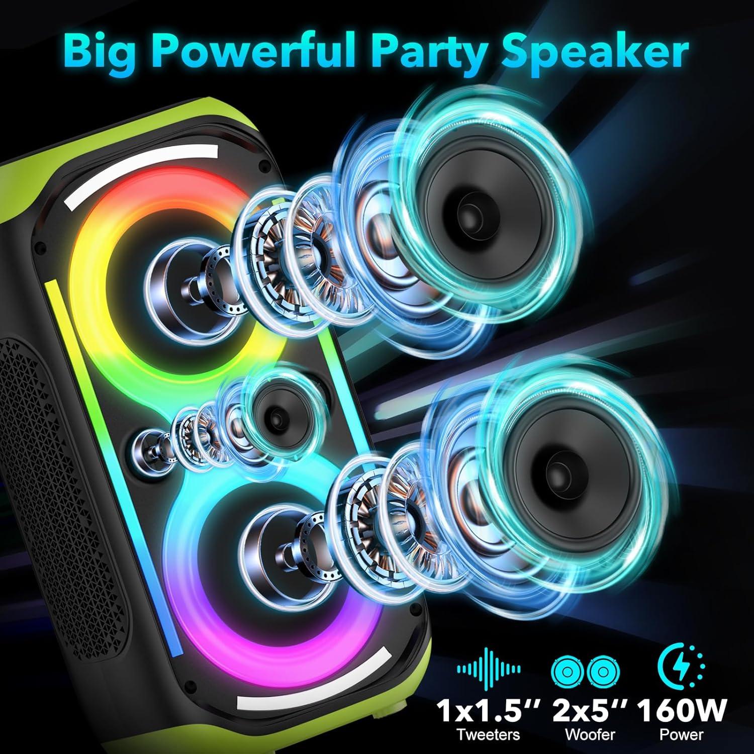 Altavoz Bluetooth Portátil TYOTY A98 160W con Subwoofer y Luces LED