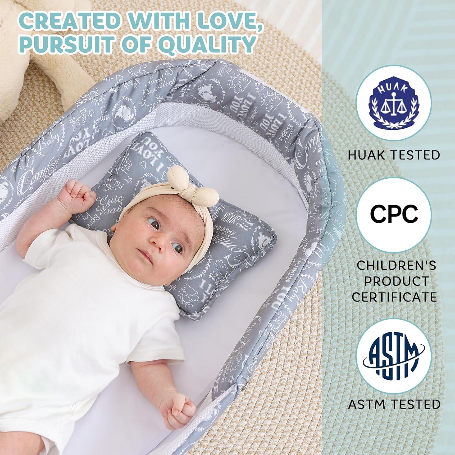 Cuna Portátil para Bebés Greenecocs Gris 2 en 1 con Mosquitera