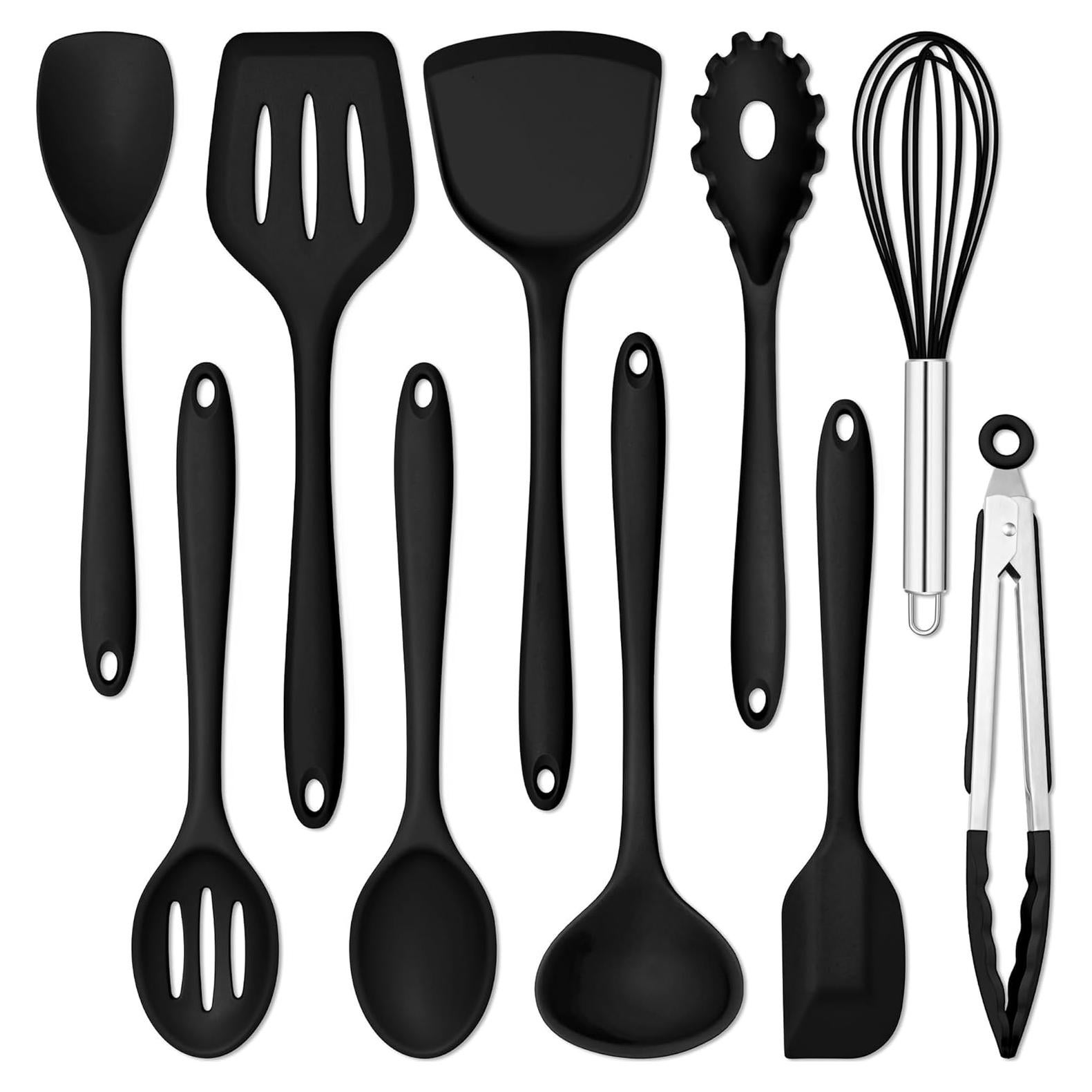 Set de Utensilios de Cocina de Silicona E-far 10 Piezas Negro