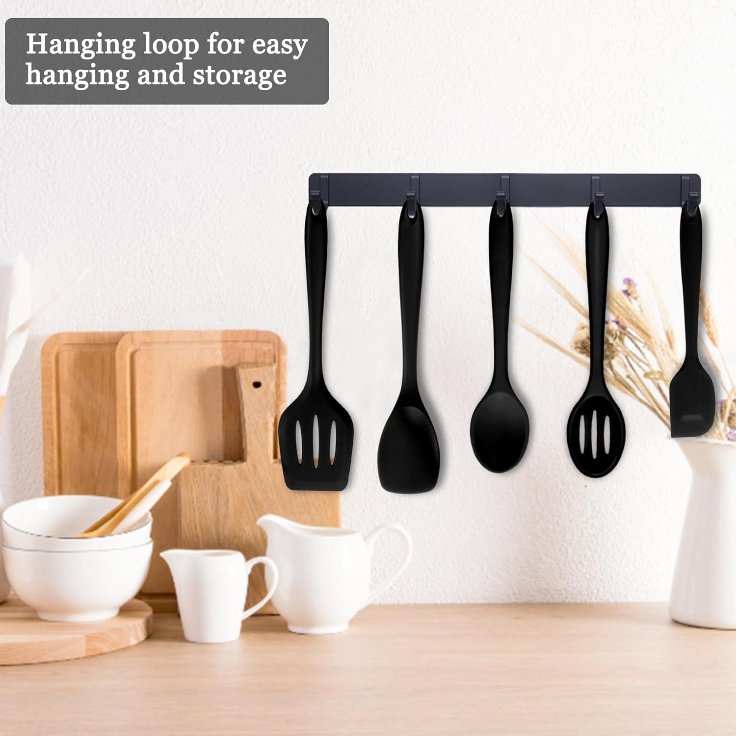 Set de Utensilios de Cocina de Silicona E-far 10 Piezas Negro