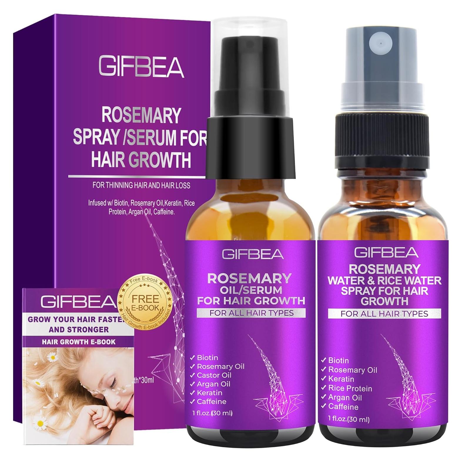 Suero de Crecimiento Capilar GIFBEA con Aceite de Romero y Spray