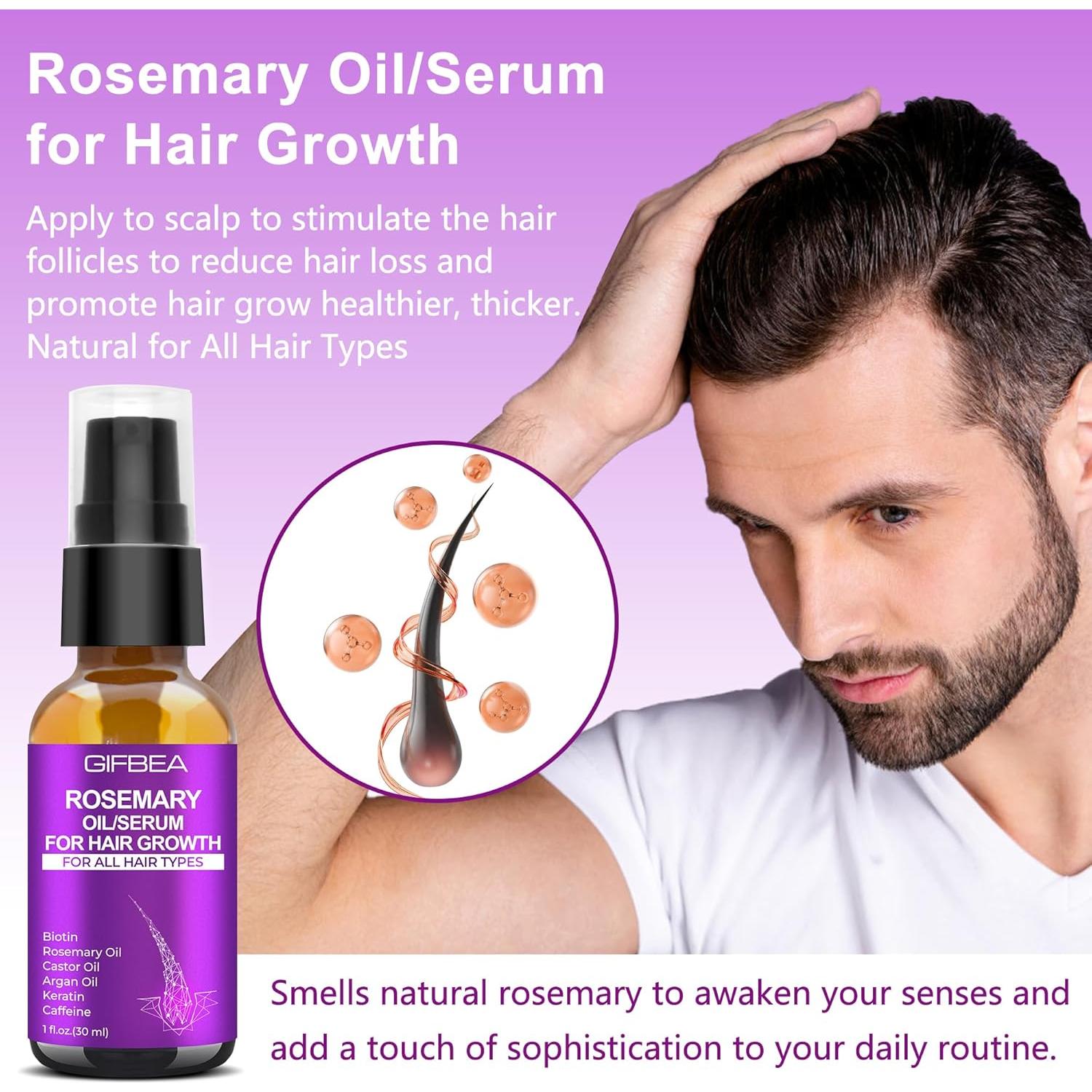 Suero de Crecimiento Capilar GIFBEA con Aceite de Romero y Spray