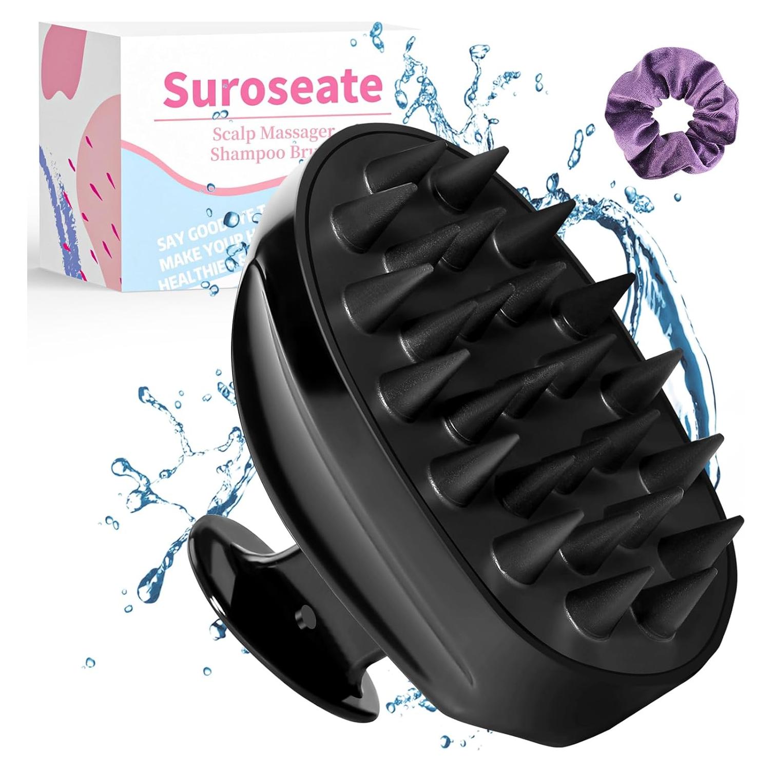 Cepillo Masajeador de Cuero Cabelludo Suroseate Negro - Suave y Eficaz
