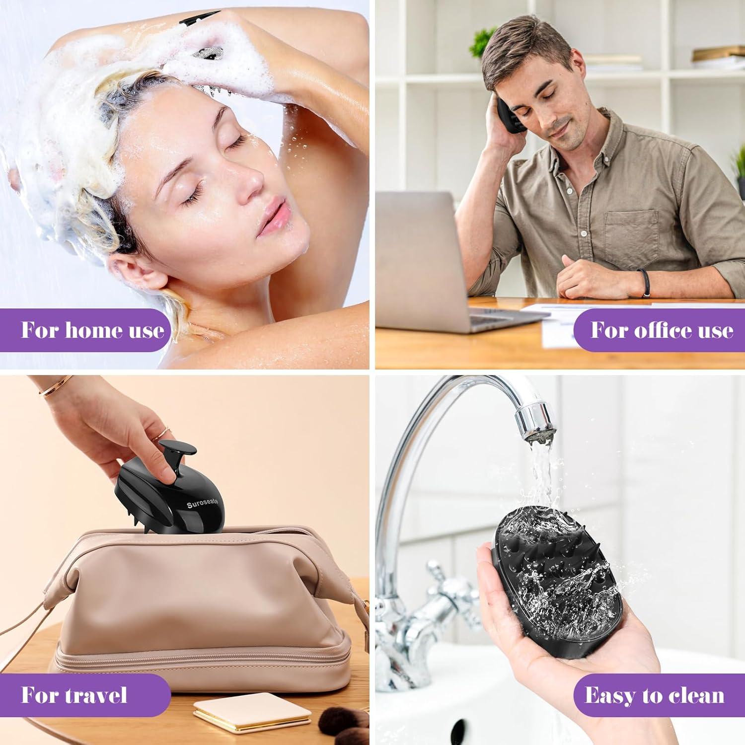 Cepillo Masajeador de Cuero Cabelludo Suroseate Negro - Suave y Eficaz