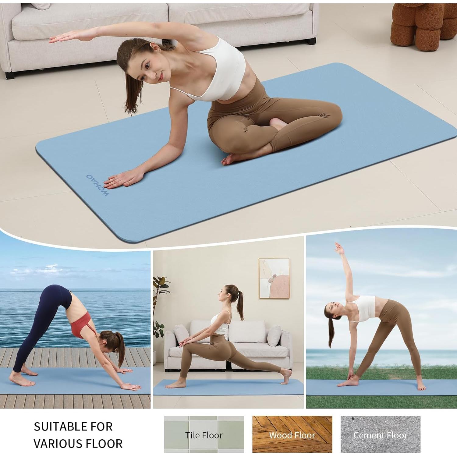 Alfombrilla de Yoga Extra Gruesa 8mm Wohao 182.88x71.12cm Antideslizante