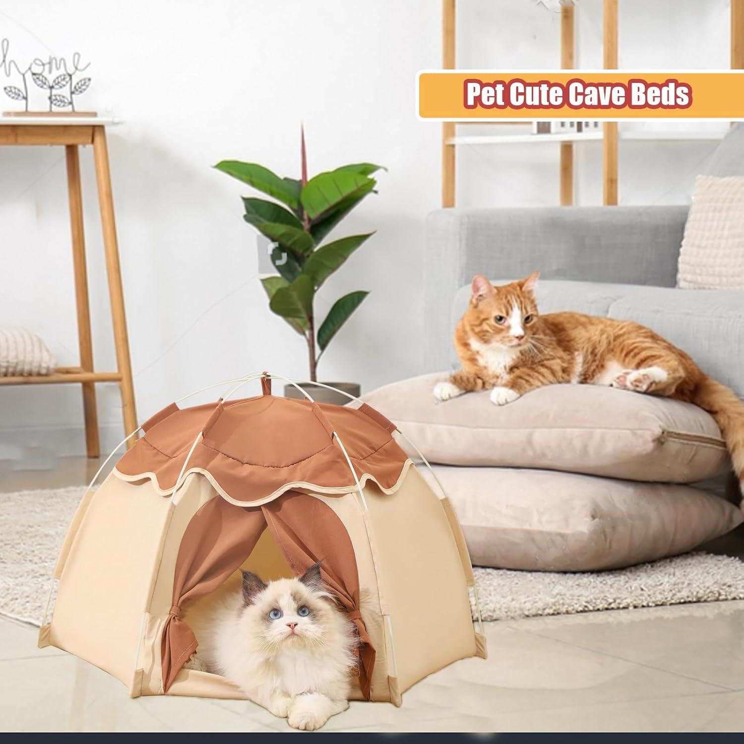 Tienda para Gatos Gigreinc Beige Mediana con Cojín