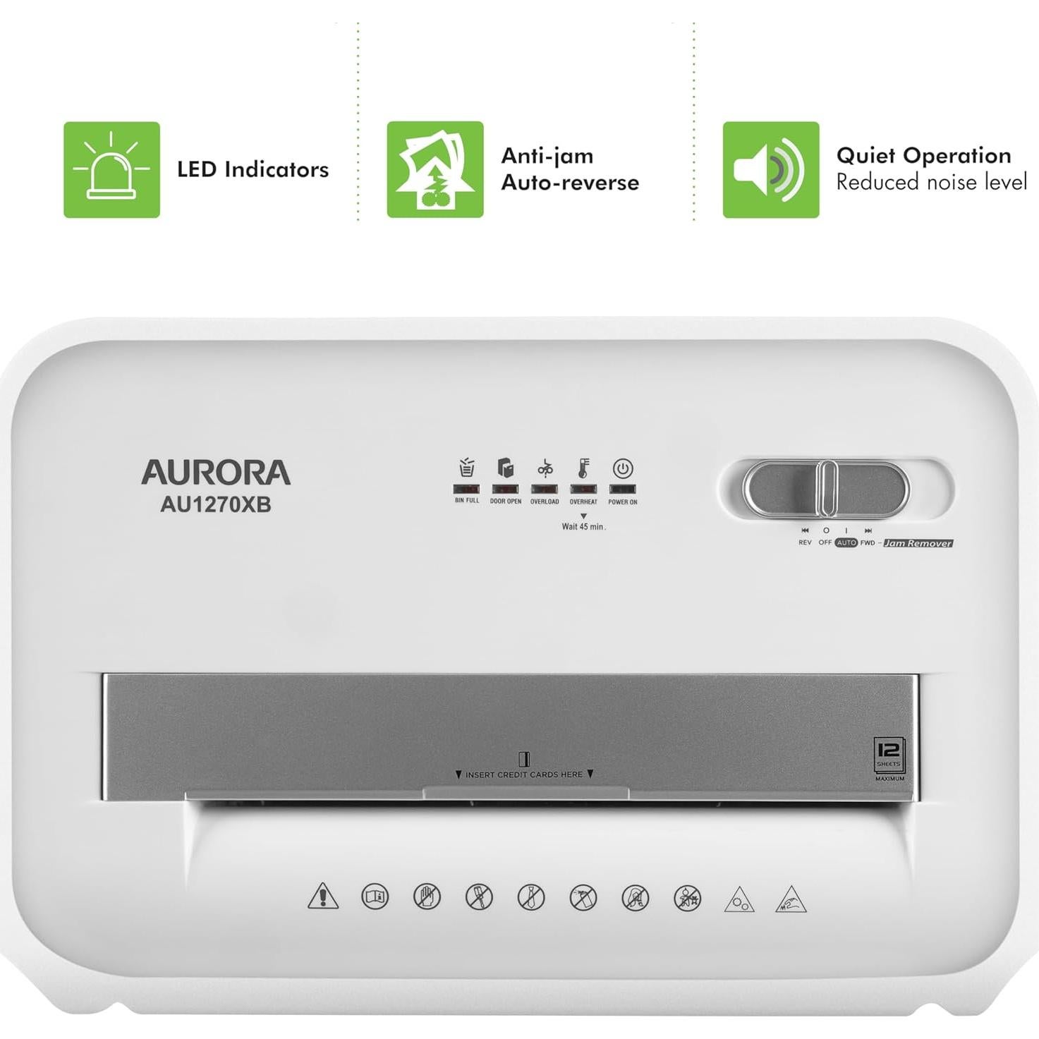 Destructora de Papel Aurora AU1270XB 12 Hojas P-4 Corte Cruzado