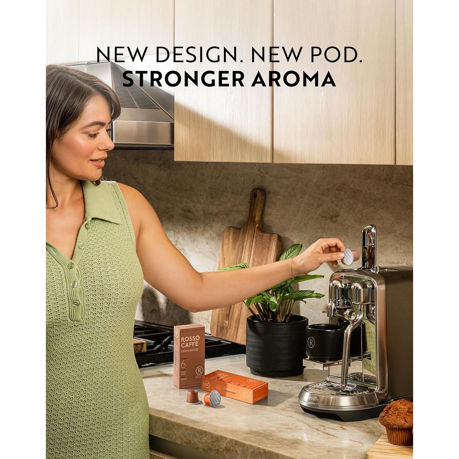 ROSSO CAFFÈ 60 Espresso Coffee Pods for Nespresso Original Machines - Pack of Premium Capsules, 4 Rich and Balanced Flavors (Chocolate, Vanilla, Crème Caramel, Hazelnut)