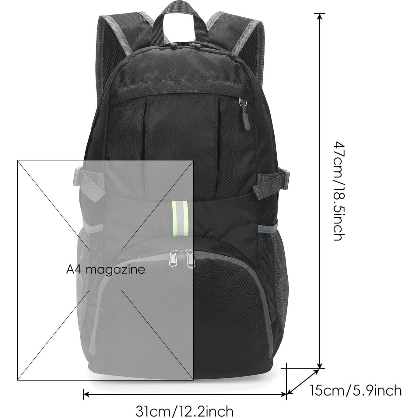 Mochila Plegable Yaopeing 25L Resistente al Agua Negra