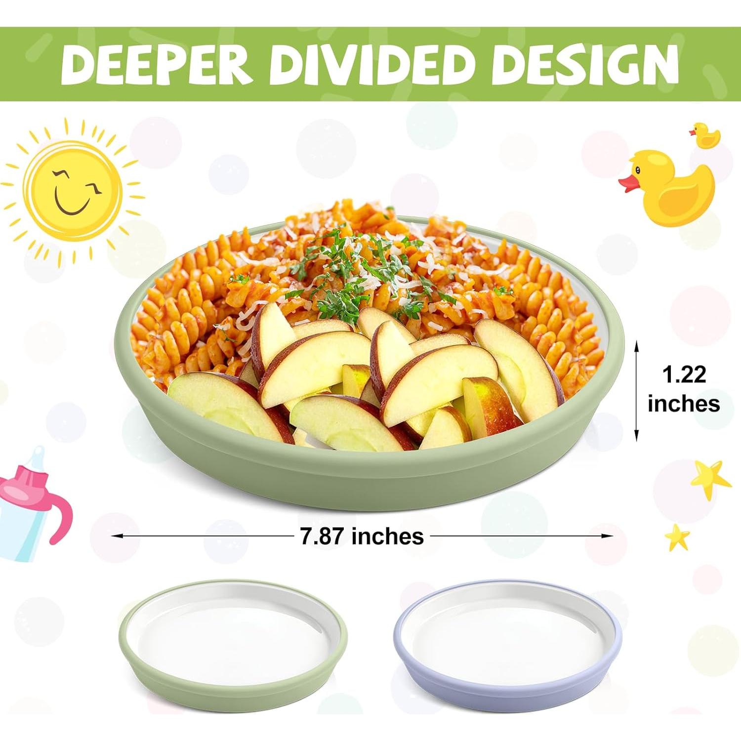 Platos de Porcelana para Niños Domensi con Succión Silicona 20.3cm