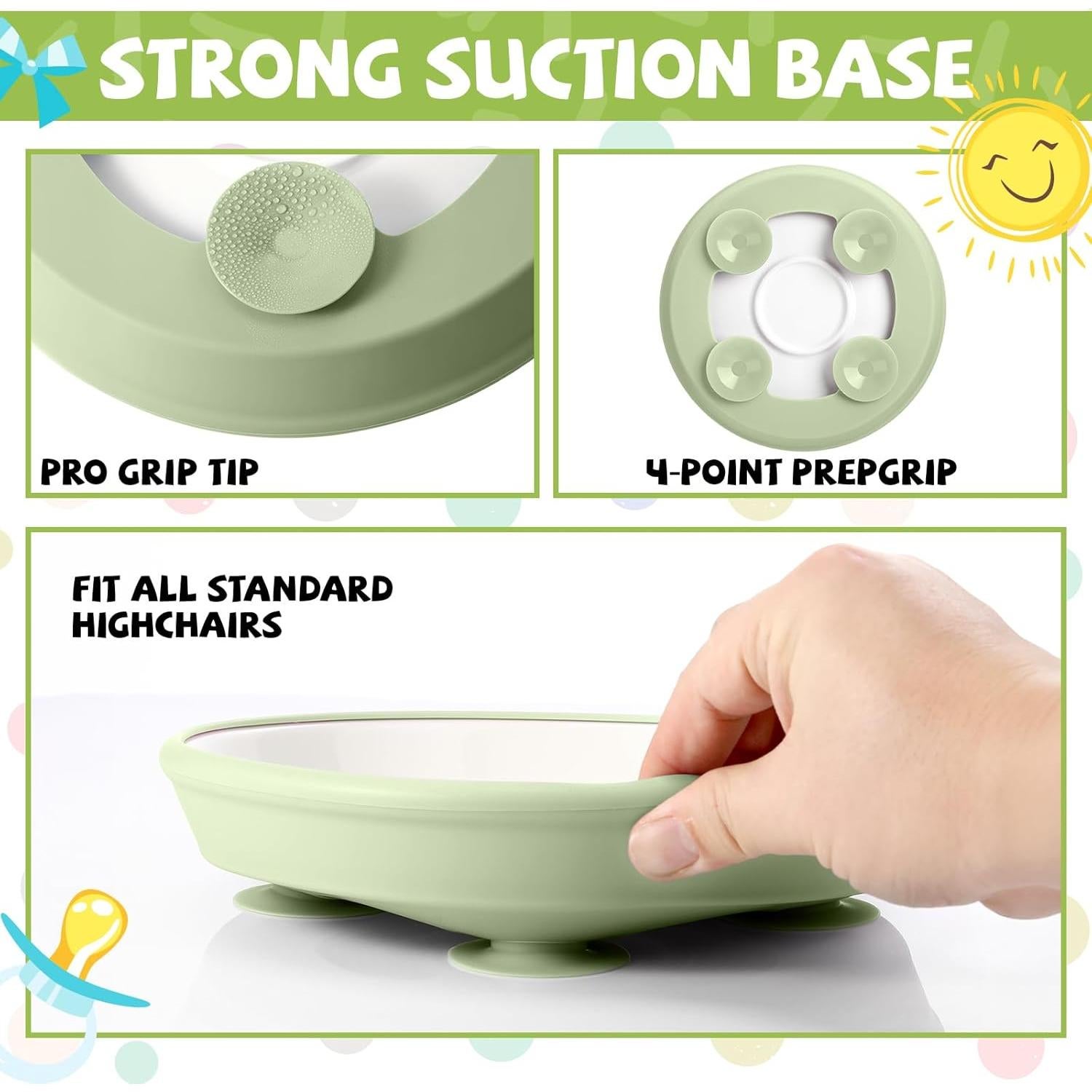 Platos de Porcelana para Niños Domensi con Succión Silicona 20.3cm