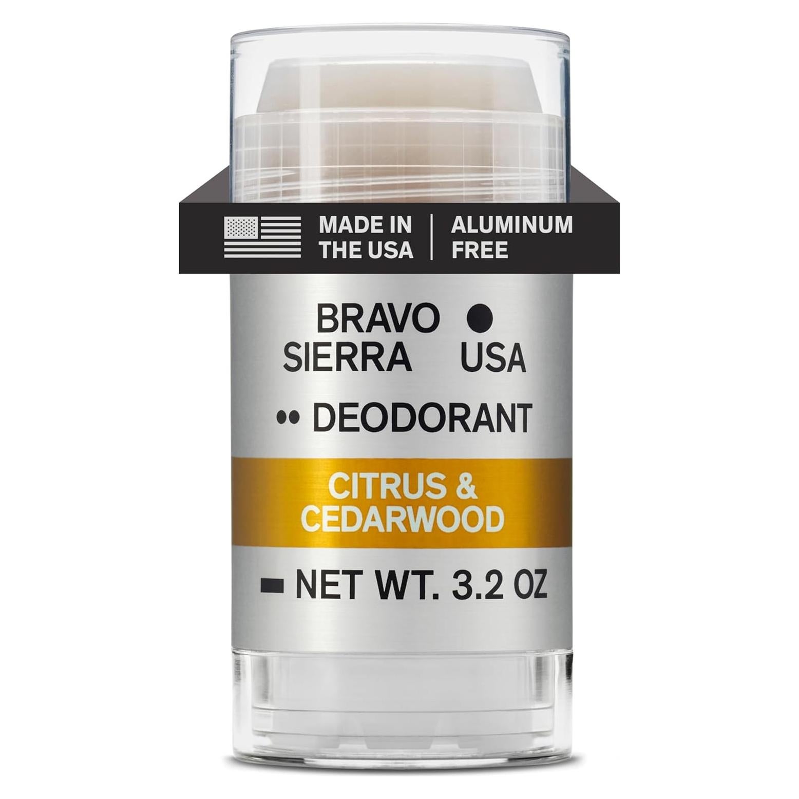 Desodorante Natural Bravo Sierra 90.7g - Sin Aluminio, Cítricos y Madera de Cedro