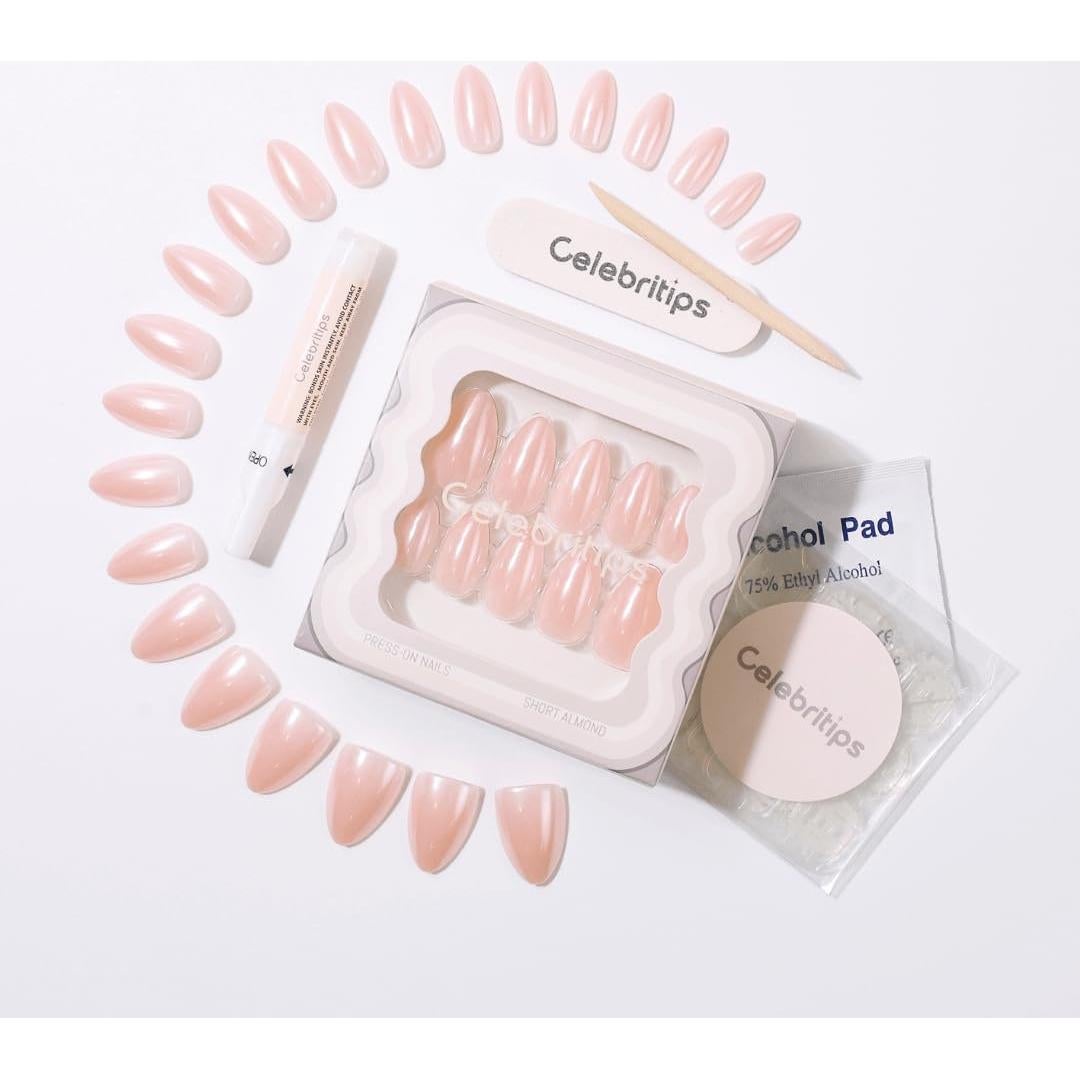 Uñas Press-Ons Celebritips Angelface Almendras Cortas 32 Uñas