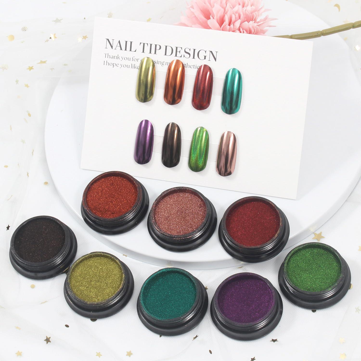 Kit de Polvo Cromado para Uñas Artdone 16 Colores Efecto Espejo