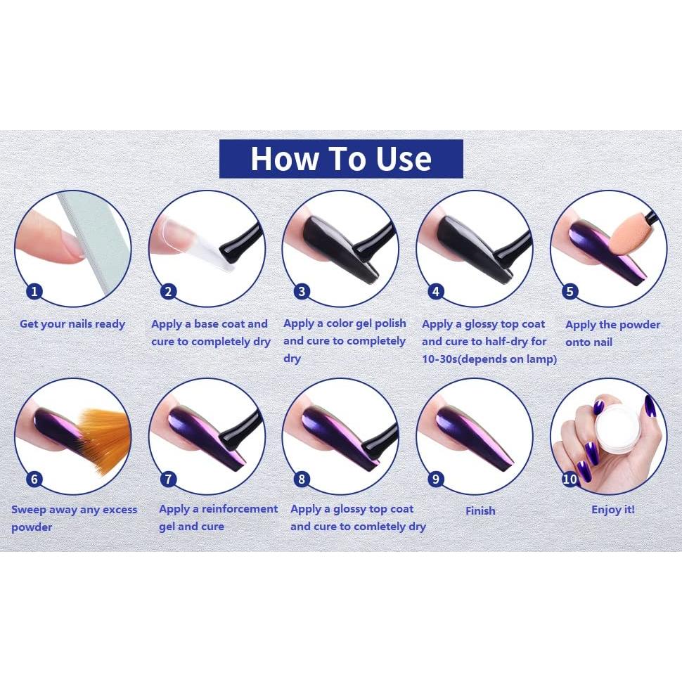 Kit de Polvo Cromado para Uñas Artdone 16 Colores Efecto Espejo