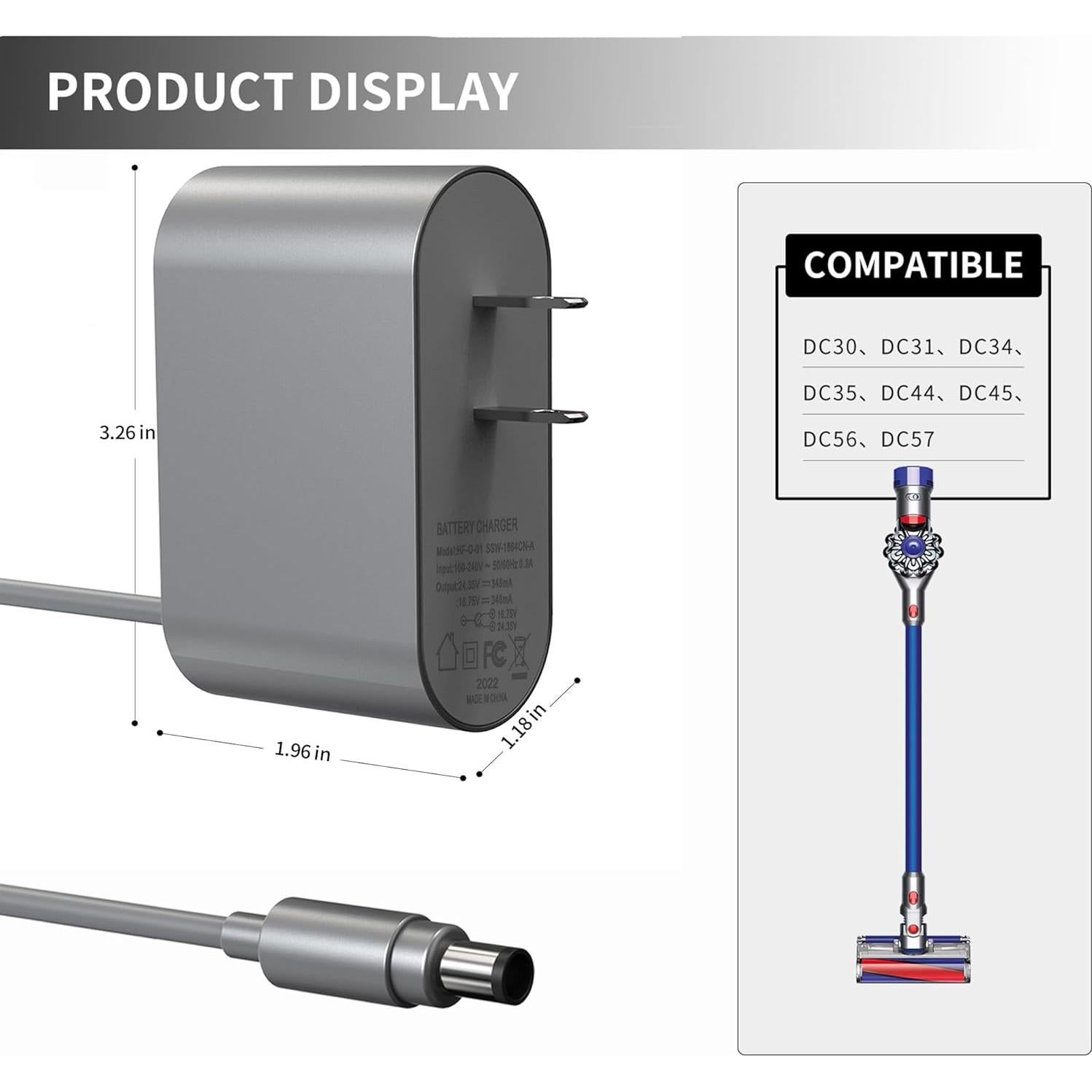 Cargador de Reemplazo Dyson para Aspiradoras DC30-DC57 16.75-24.35V