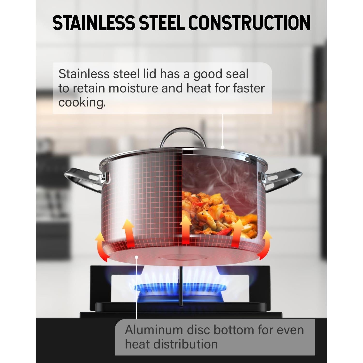 Olla de Acero Inoxidable 6 Cuartos Cooks Standard con Tapa