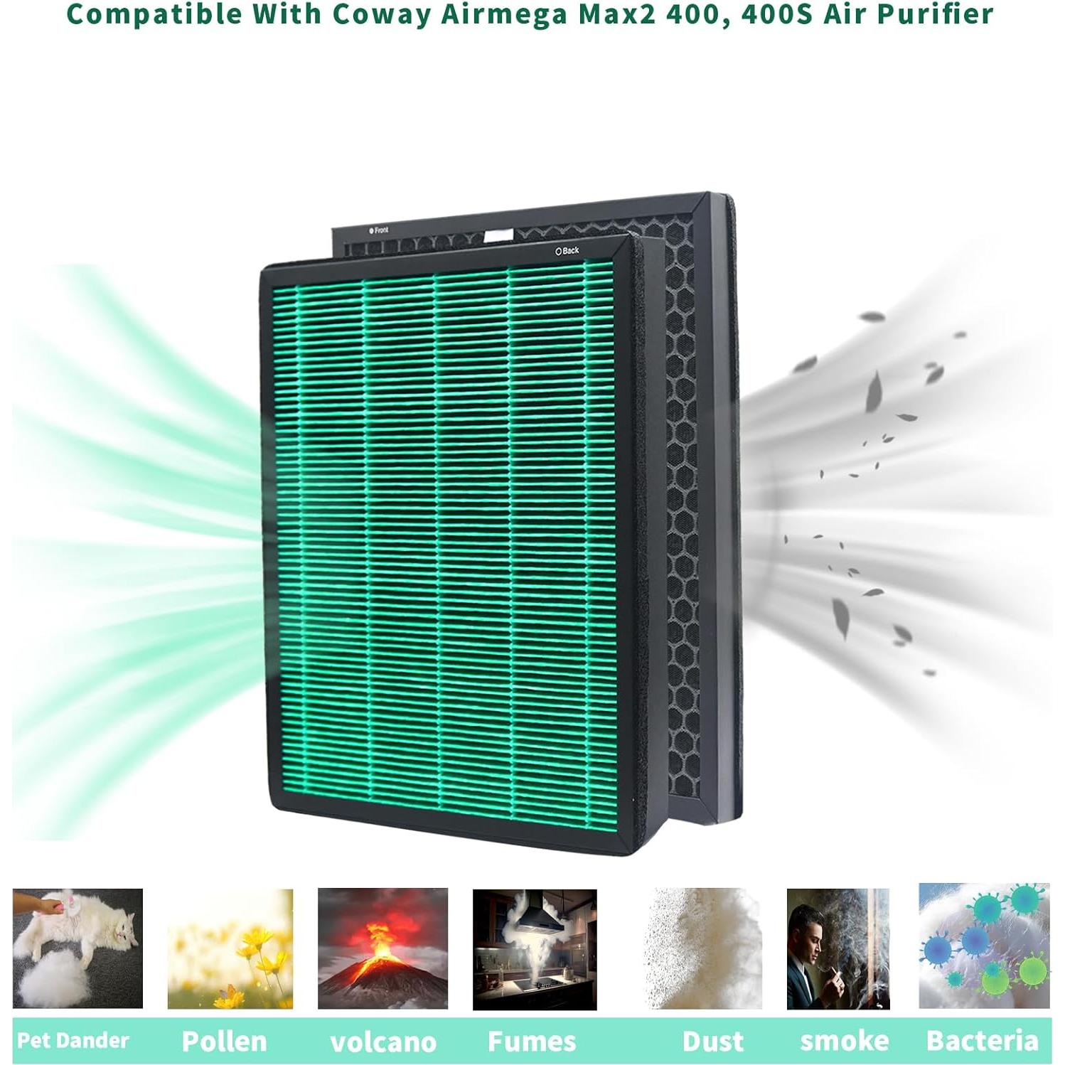 Paquete de 2 Filtros HEPA y Carbón Activo Coway AIRMEGA 400S