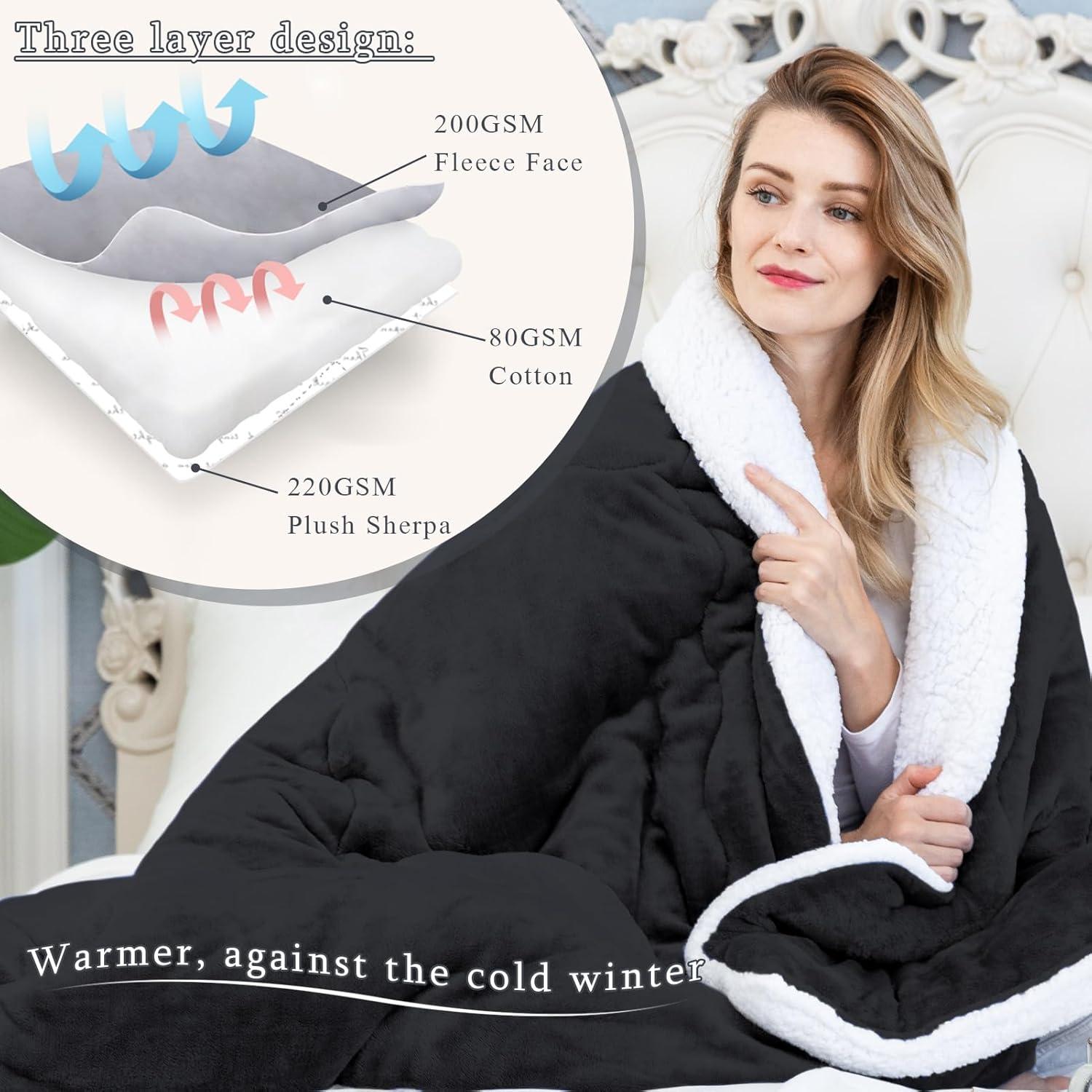 Manta de Forro Sherpa CHOSHOME Individual 60x80 Negro