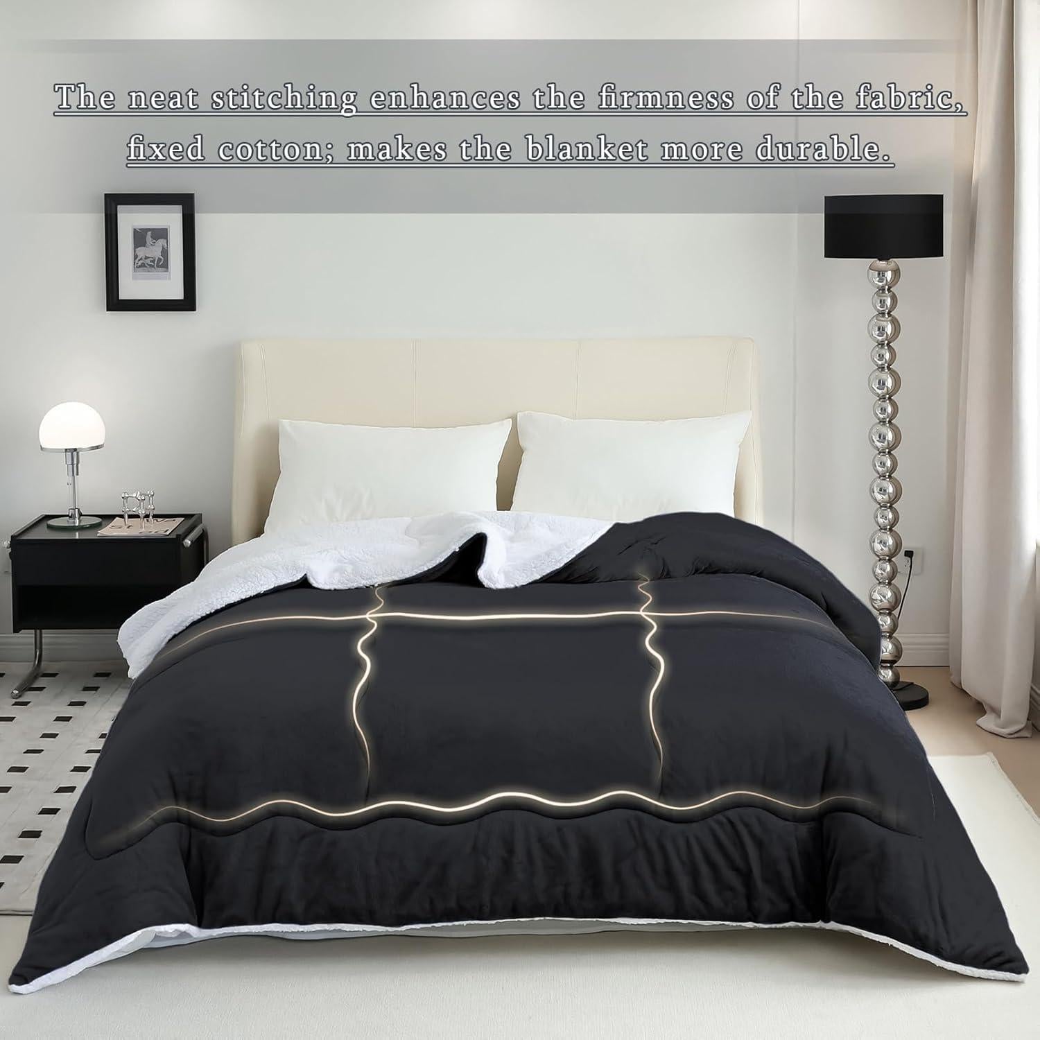 Manta de Forro Sherpa CHOSHOME Individual 60x80 Negro