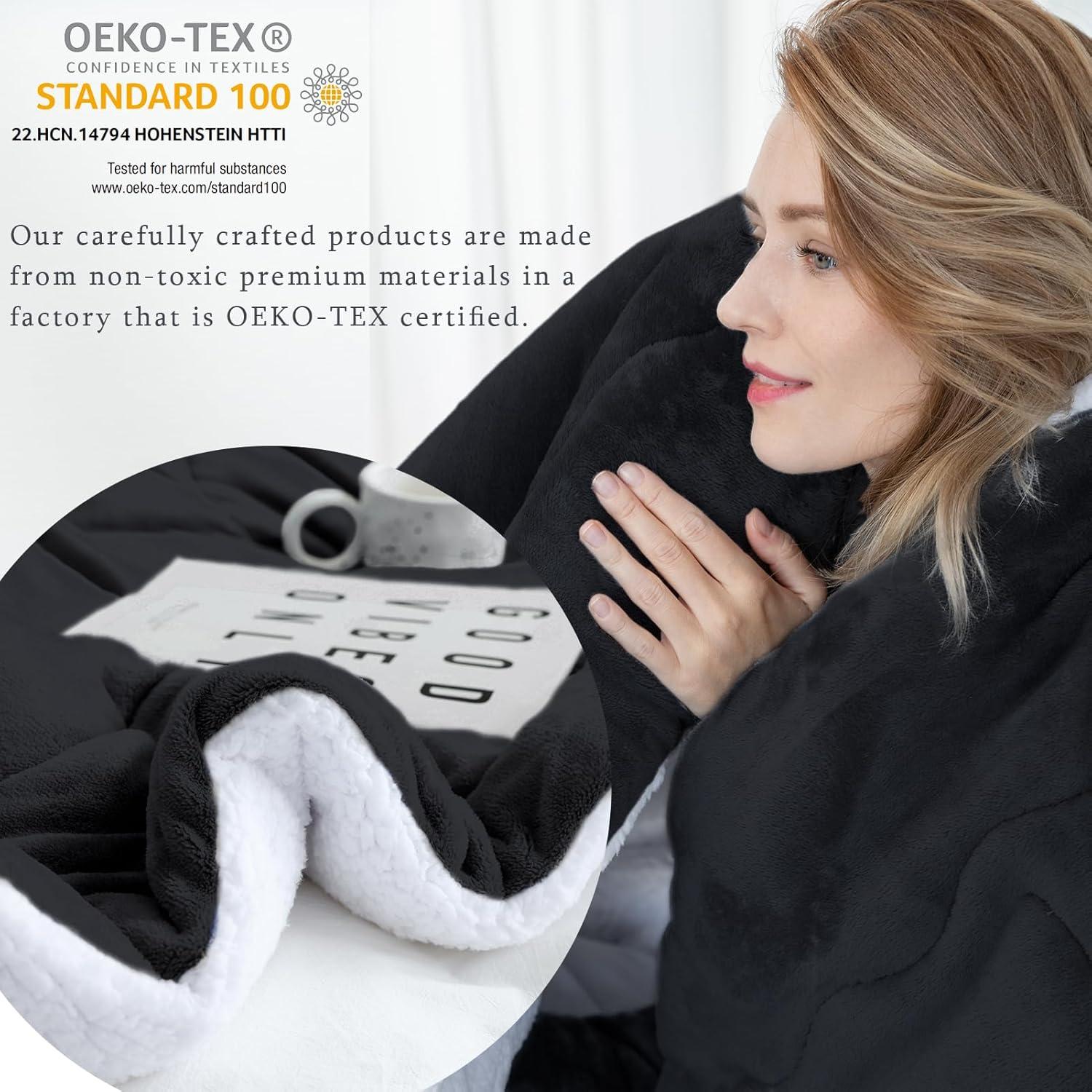 Manta de Forro Sherpa CHOSHOME Individual 60x80 Negro