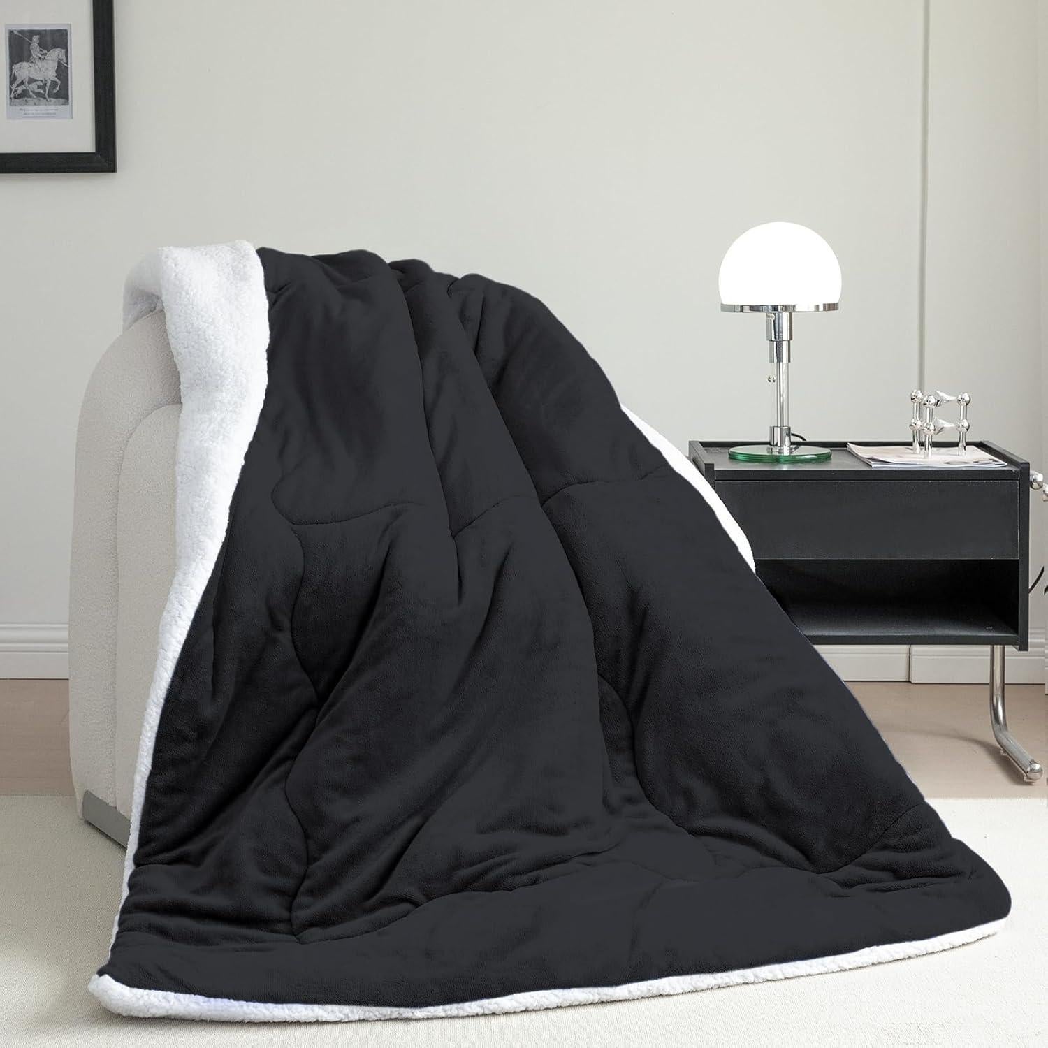 Manta de Forro Sherpa CHOSHOME Individual 60x80 Negro
