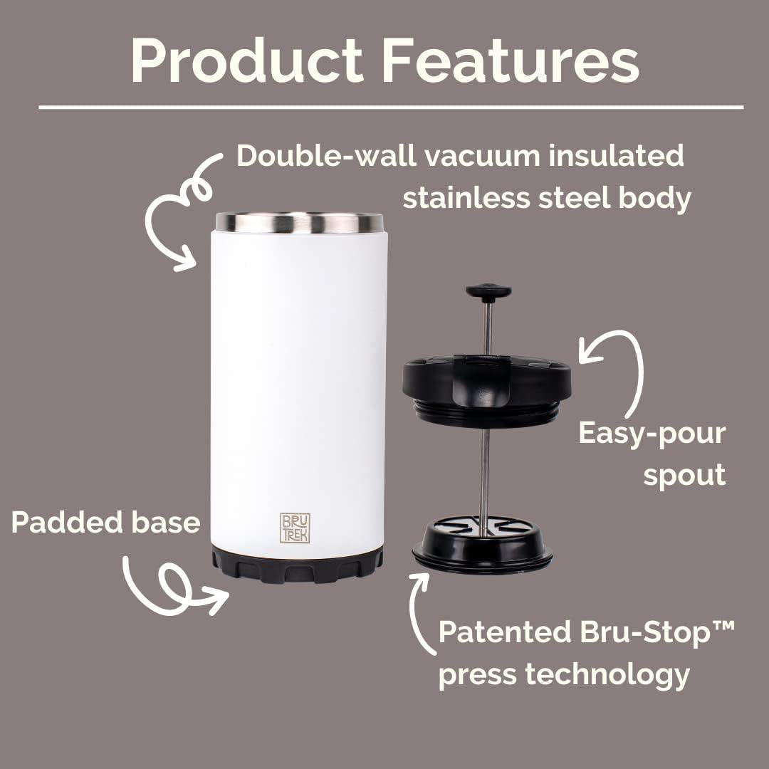 Prensa de Café BruTrek Steel Toe 3.0 - 591 ml, Aislada, Negra