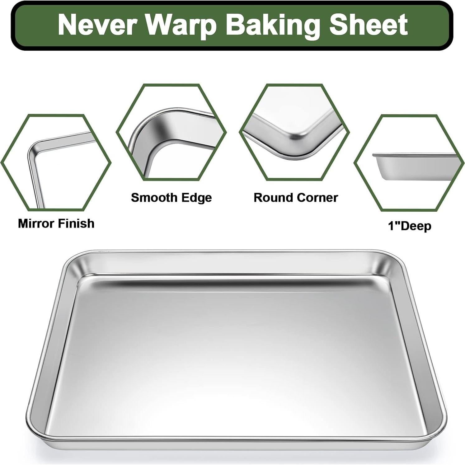 Juego de 10 bandejas para hornear EWFEN acero inoxidable 40.6x30.5 cm