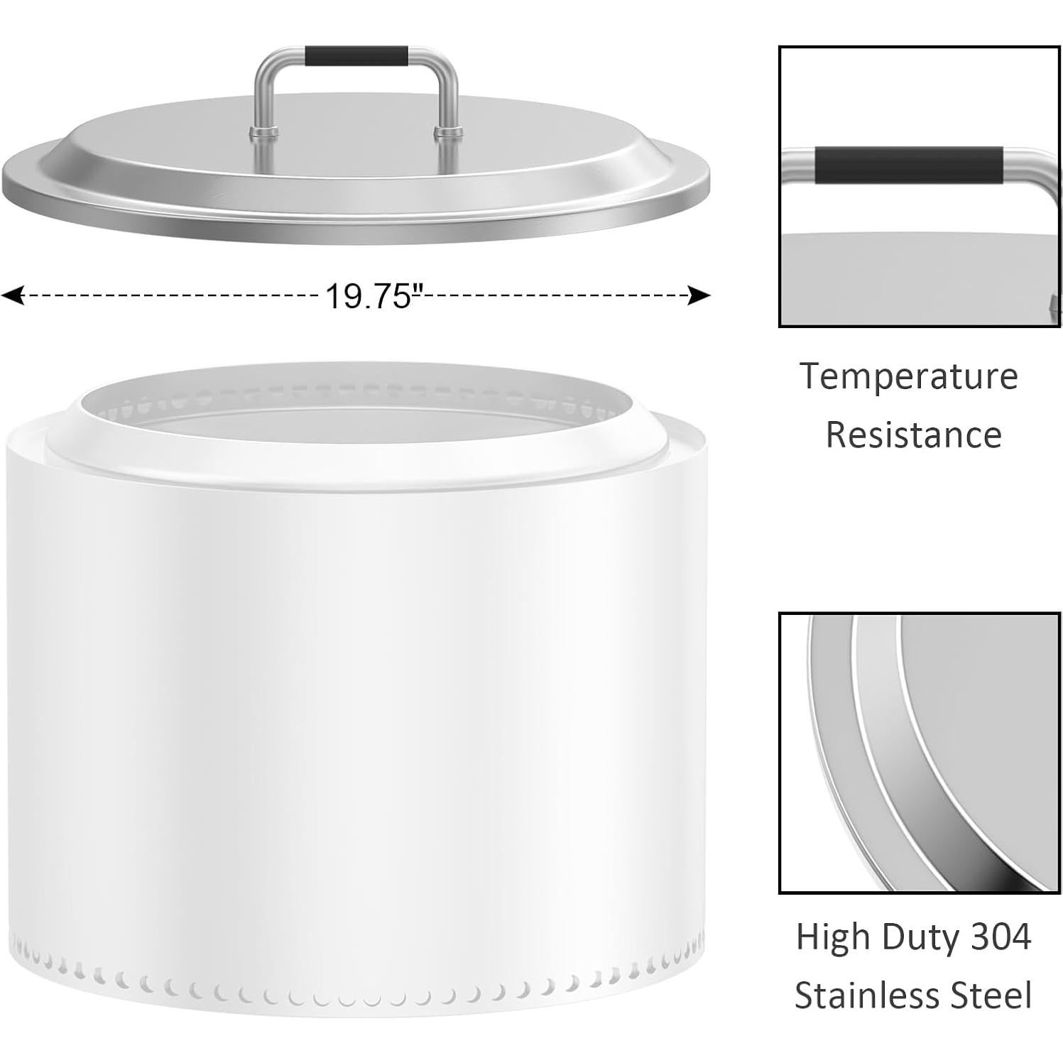 Tapa de Fogata AJinTeby 49.5 cm Acero Inoxidable para Solo Stove