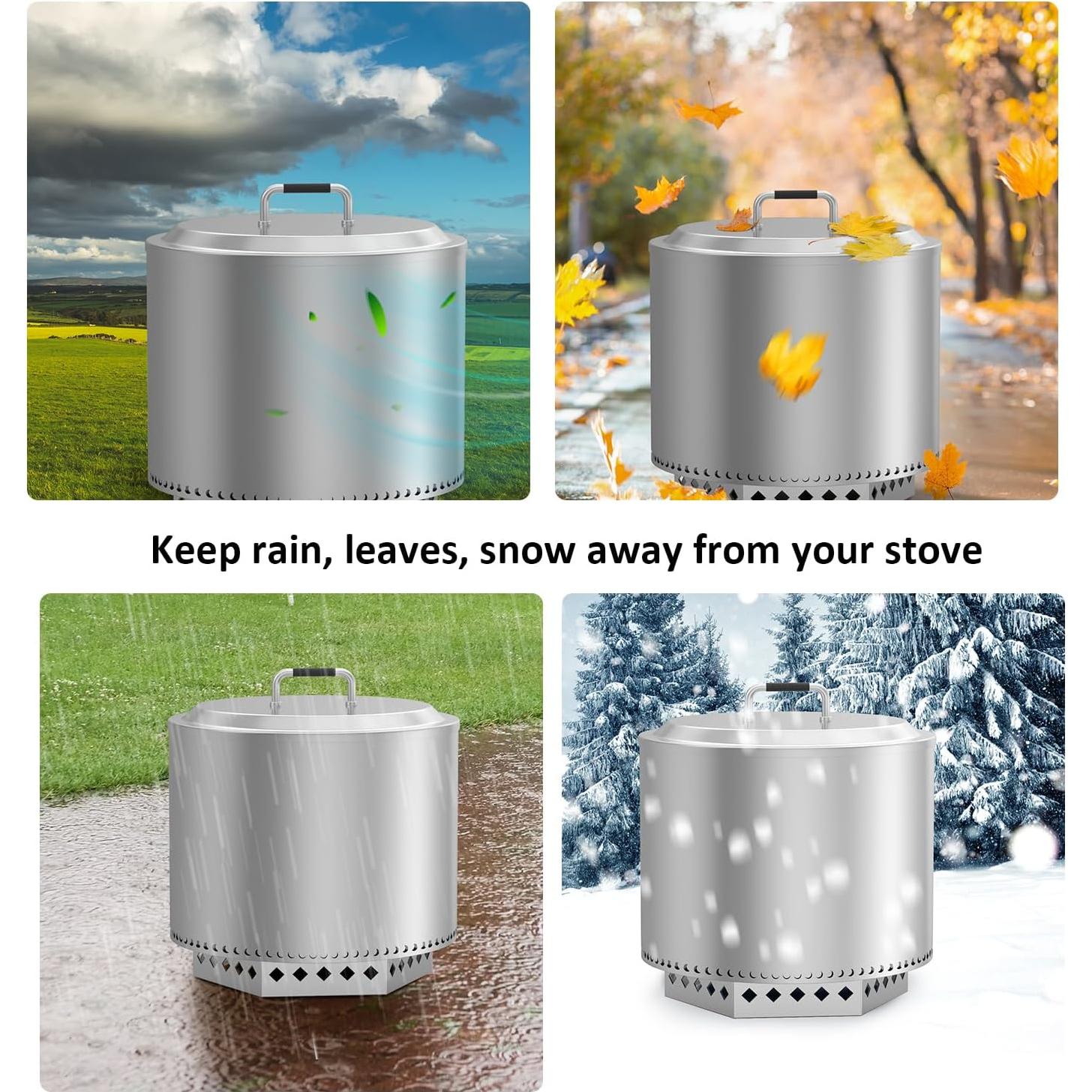 Tapa de Fogata AJinTeby 49.5 cm Acero Inoxidable para Solo Stove