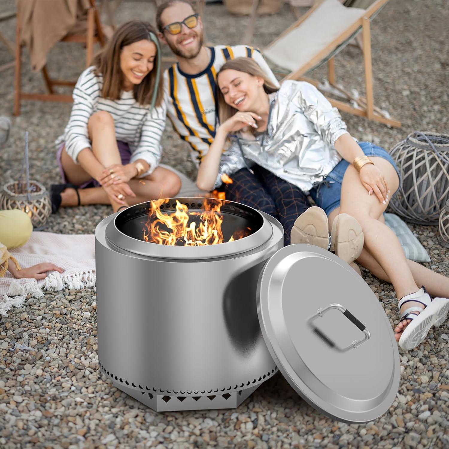 Tapa de Fogata AJinTeby 49.5 cm Acero Inoxidable para Solo Stove