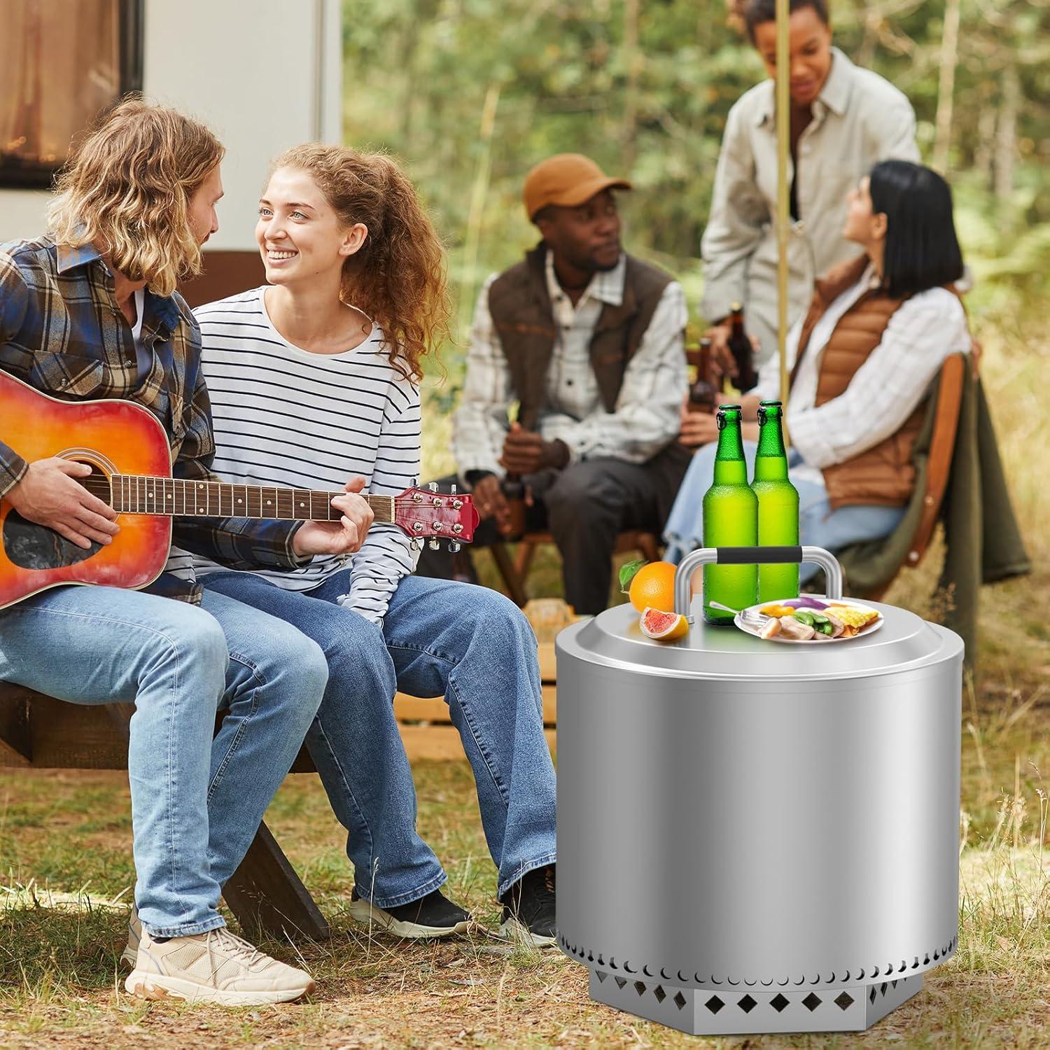 Tapa de Fogata AJinTeby 49.5 cm Acero Inoxidable para Solo Stove