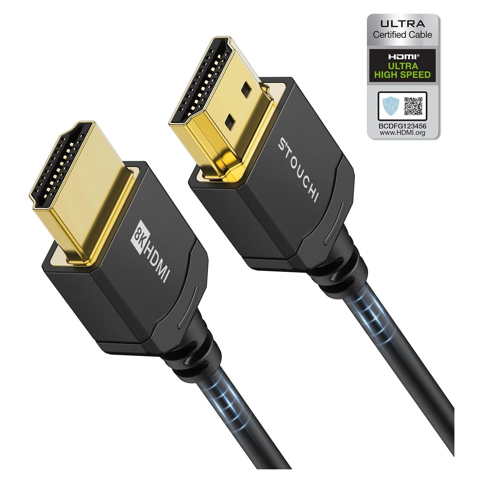 Cable HDMI 8K Ultra Delgado Stouchi 1m Certificado 48Gbps