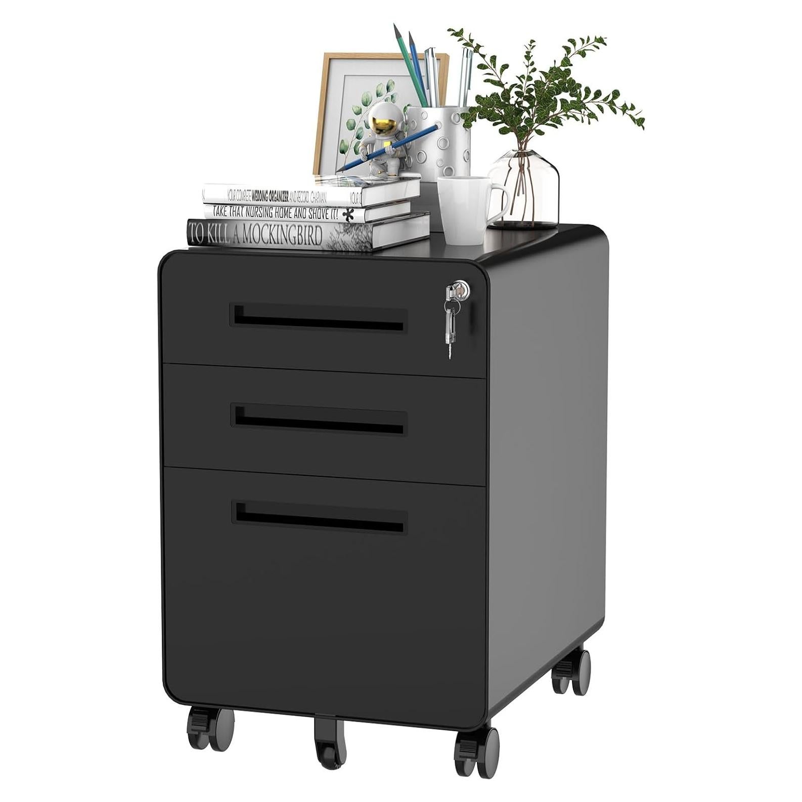 Gabinete Móvil de Archivos FLEXISPOT 3 Cajones Negro