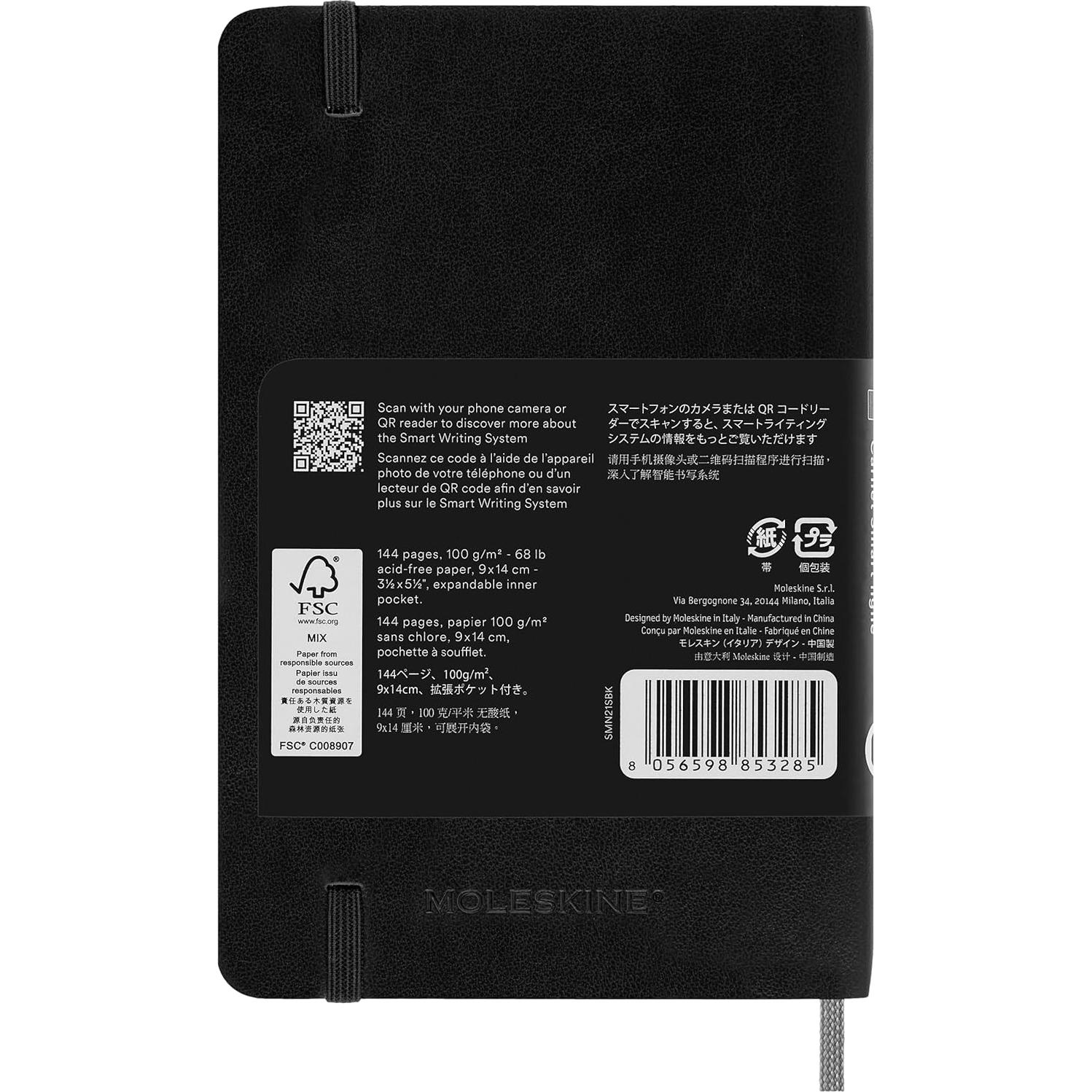 Cuaderno Moleskine Smart Notebook Pocket Tapa Blanda Negro 9x14cm