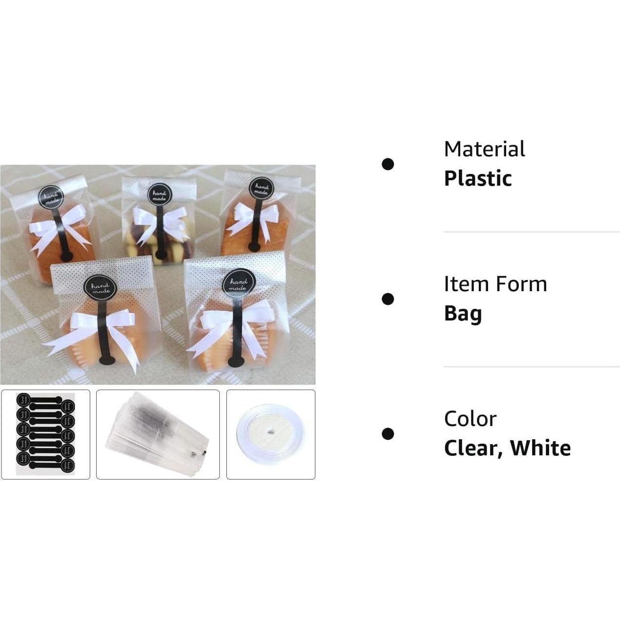 Bolsas de Galletas Searik Translúcidas 80 Pcs 8.9x22.4 cm