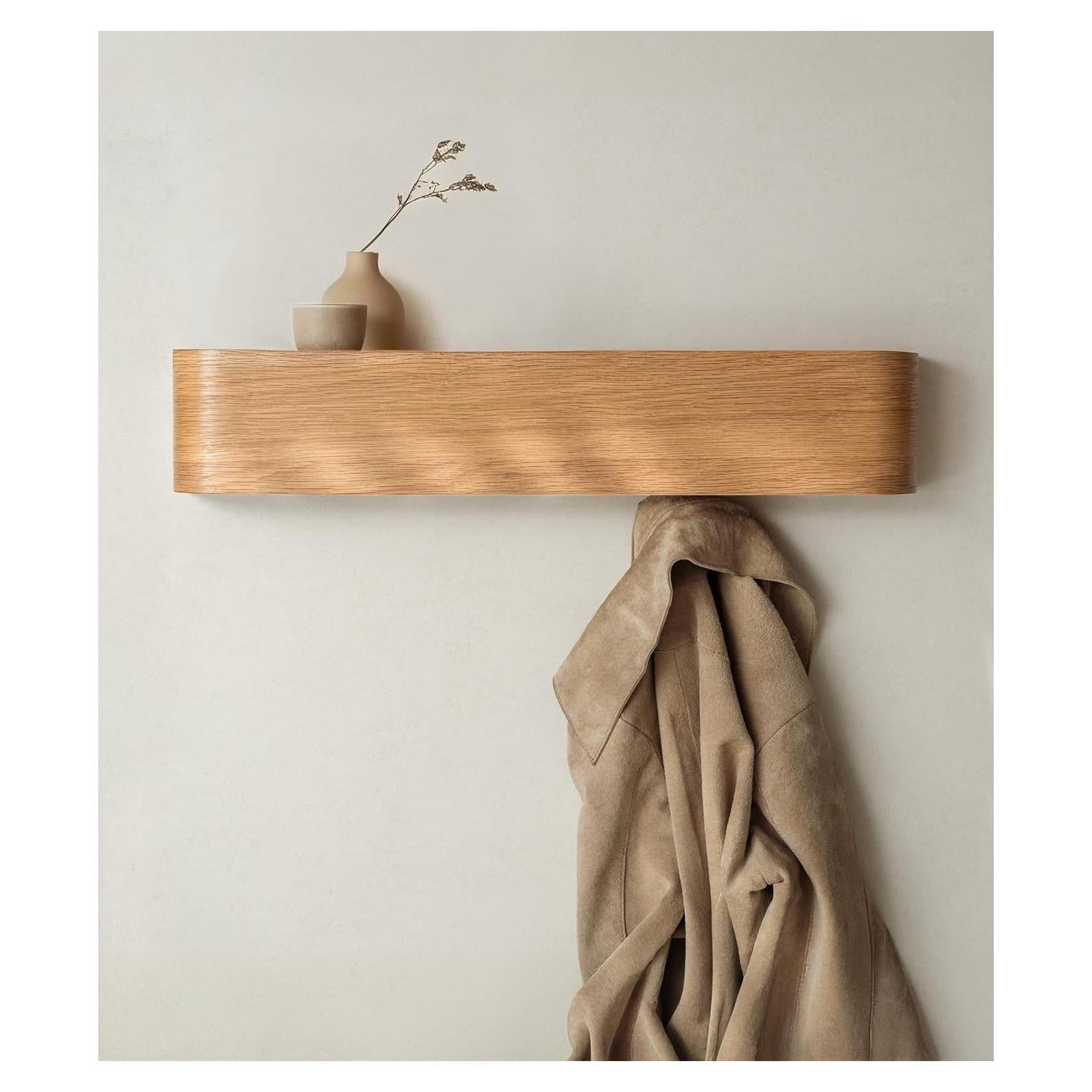 Perchero de pared Kazai Toke 5 ganchos acero y madera roble