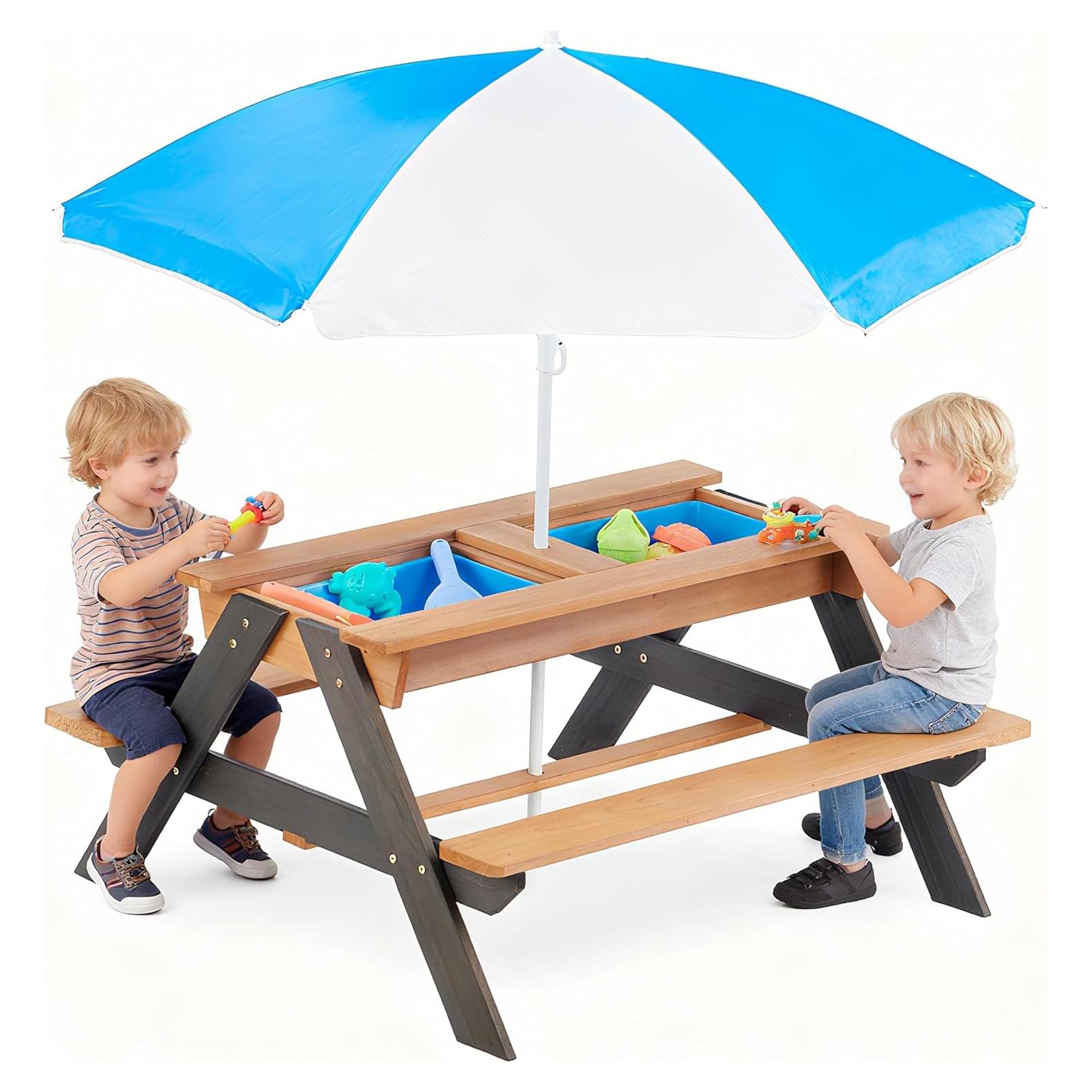 Mesa de Picnic para Niños Mederra 3 en 1 con Sombrilla