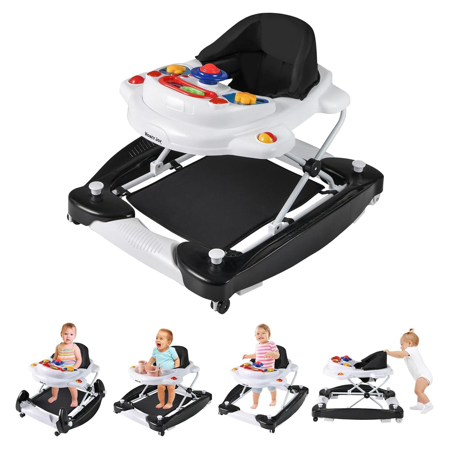 Andador HONEY JOY 6 en 1 Plegable para Bebé 7-14 Meses Negro