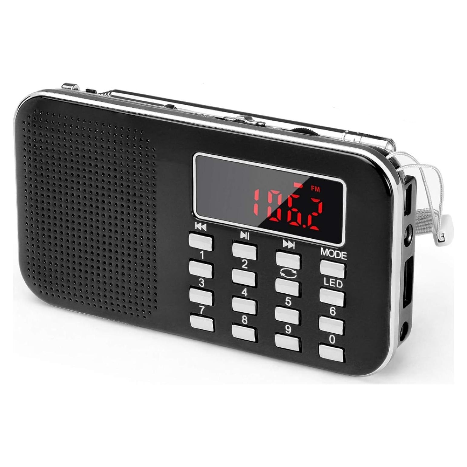 Radio Portátil PRUNUS J-908 AM FM con MP3 y Linterna LED