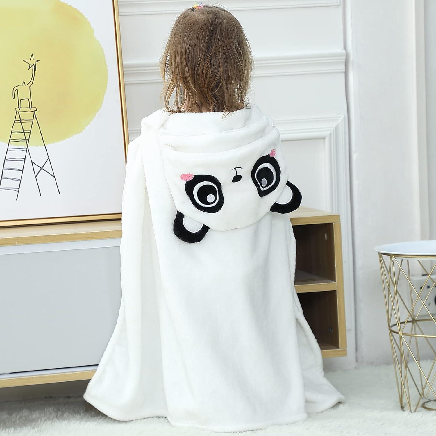 Wearable Blanket Hoodie for Kids Toddlers Hooded Towels Soft Cozy Flannel Wearable Throw Blanket Hoodie for Boys Girls Birthday Gifts (Bear 50 * 40)